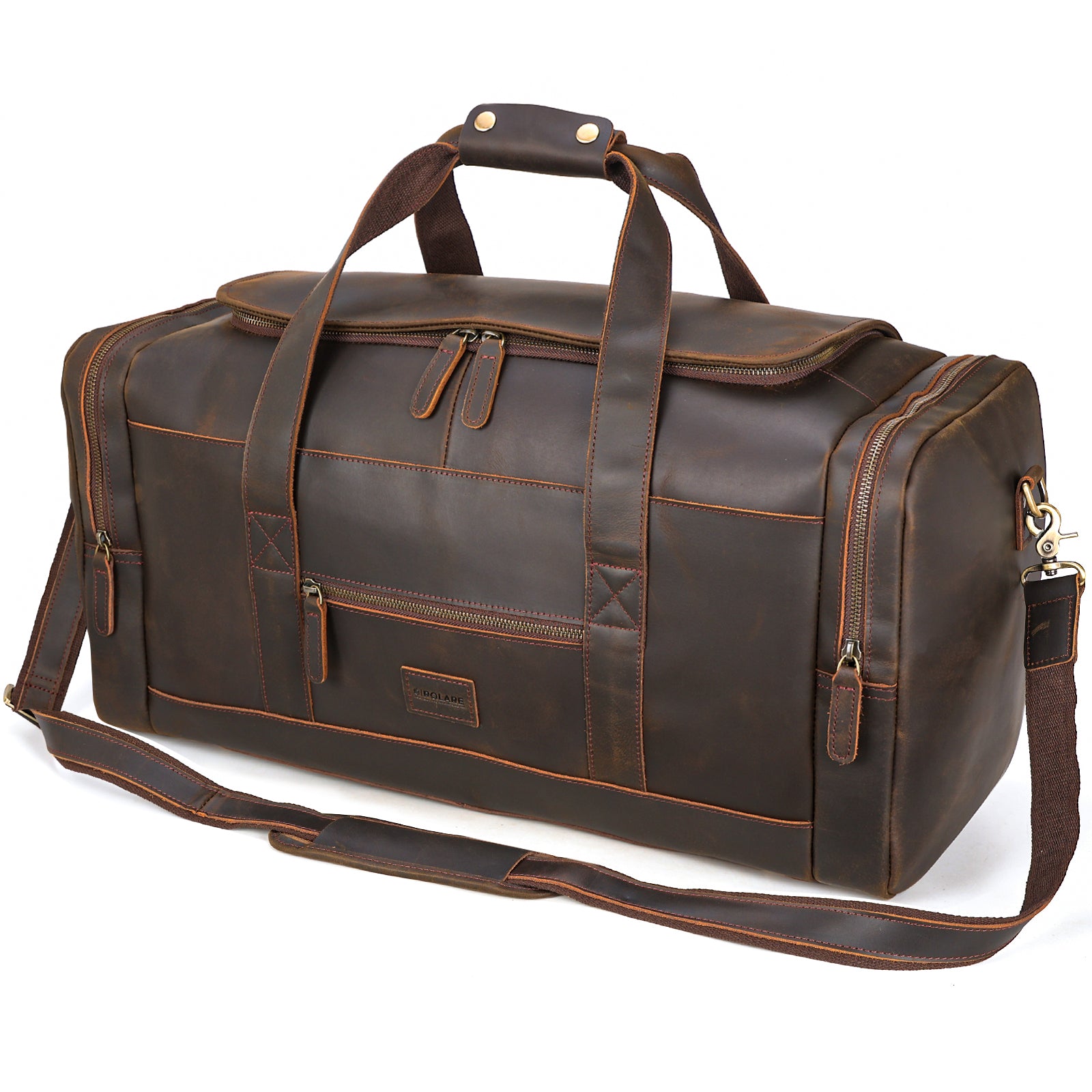 Full Grain Leather Travel Duffle Bag 42L Sport Weekender Bag