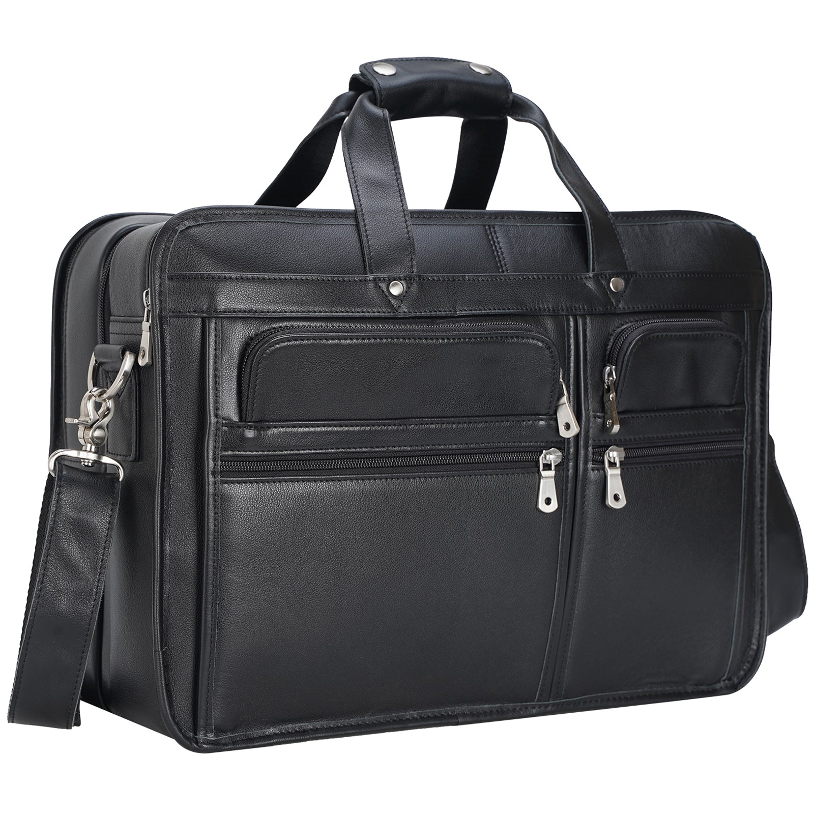Polare 17" Modern Messenger Bag Laptop Briefcase (Black)