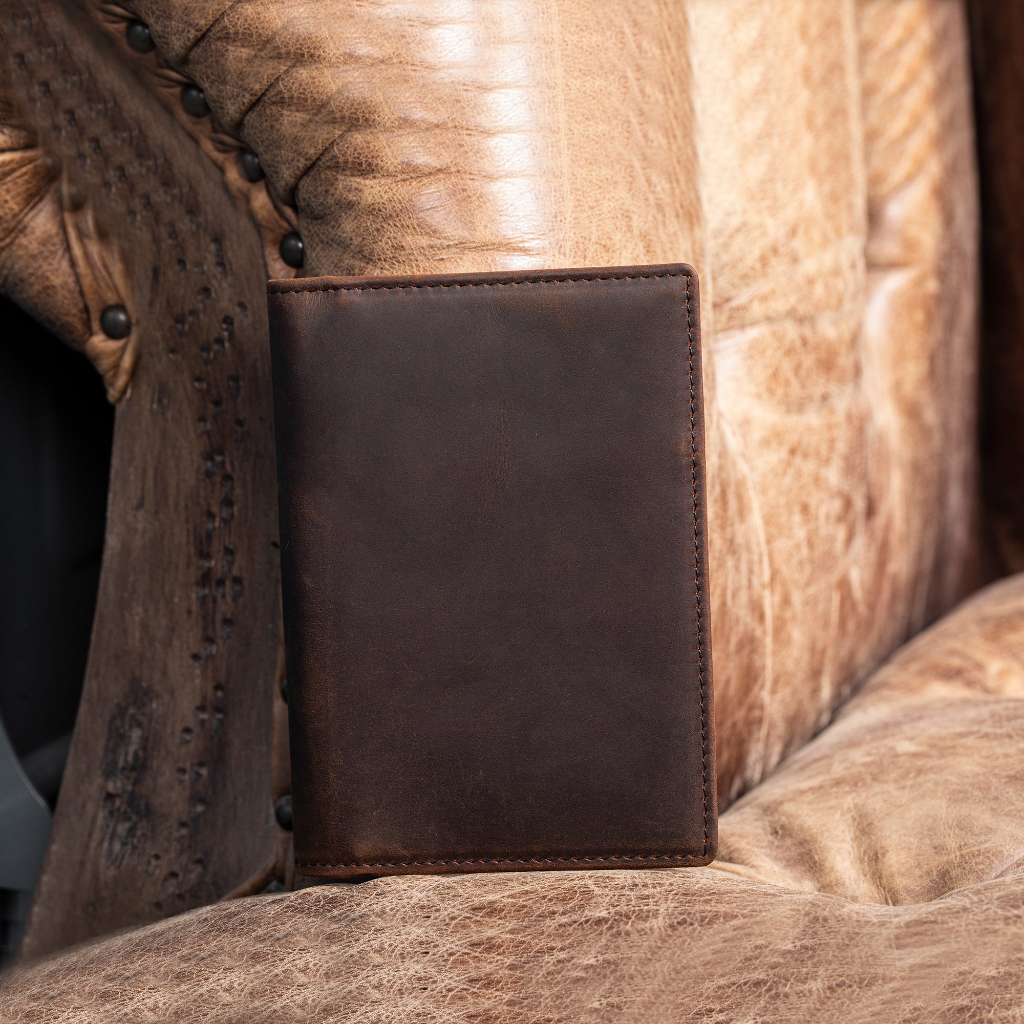 RFID Blocking Leather Passport Wallet with AirTag Slot (Scenario Shows)