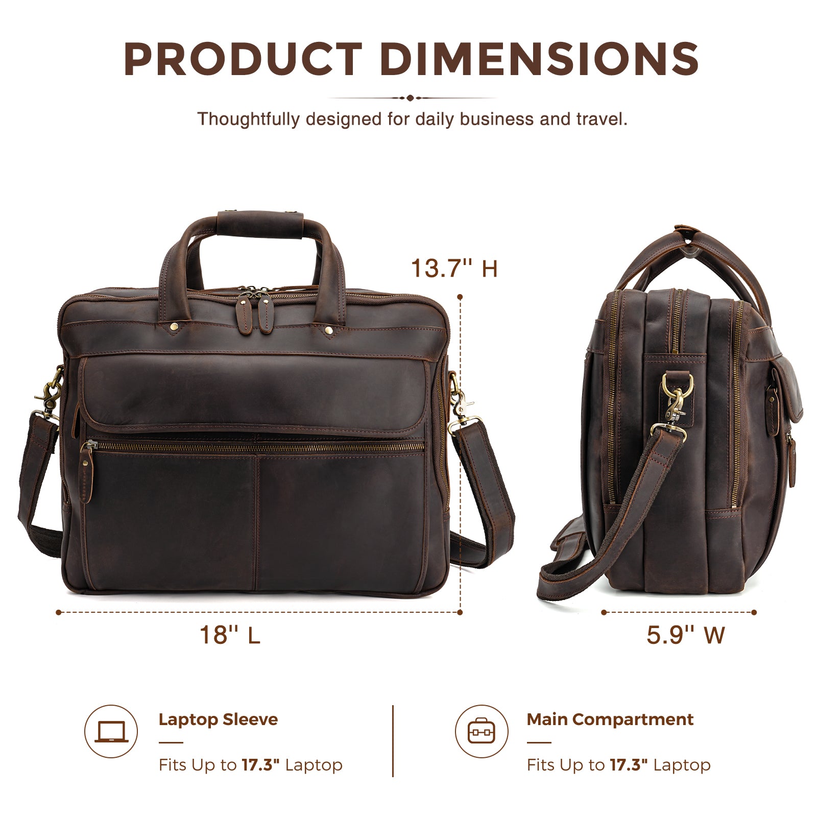 Business Laptop Briefcase for Men large capacity travel work bag
