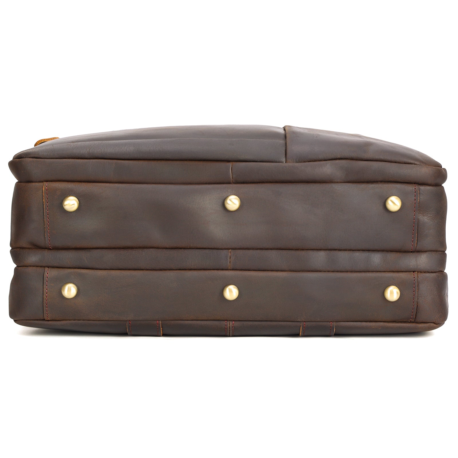 Full Grain Leather Briefcase Travel Messenger Bag Fits 15.6" Laptop (Bottom)
