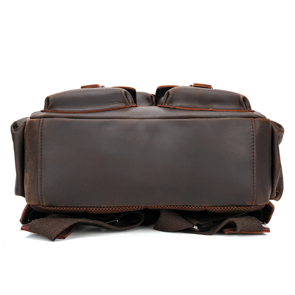 Full Grain Leather Travel Backpack for Men durable bottom construction