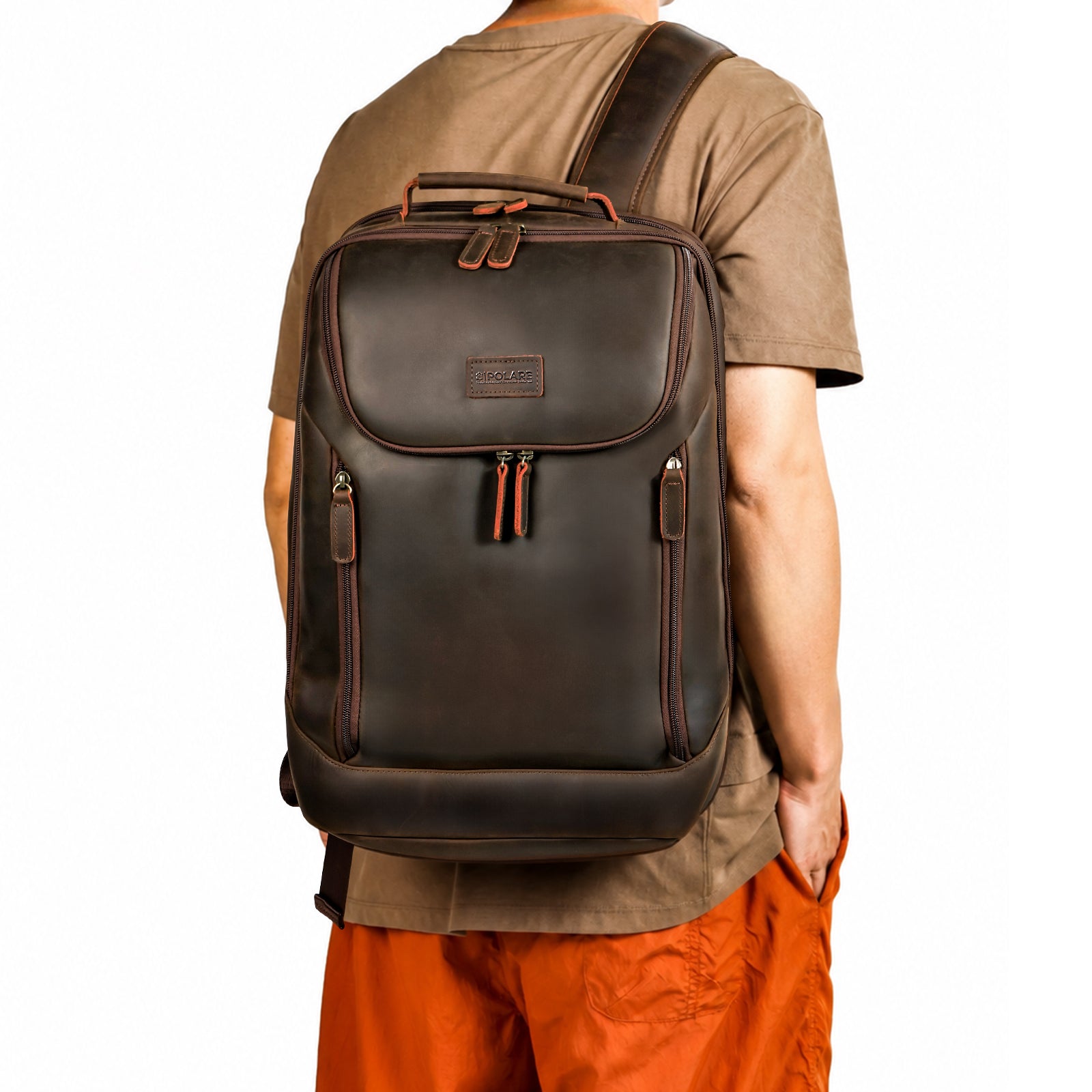 Full Grain Leather Backpack for Men office commuting and daily travel bag