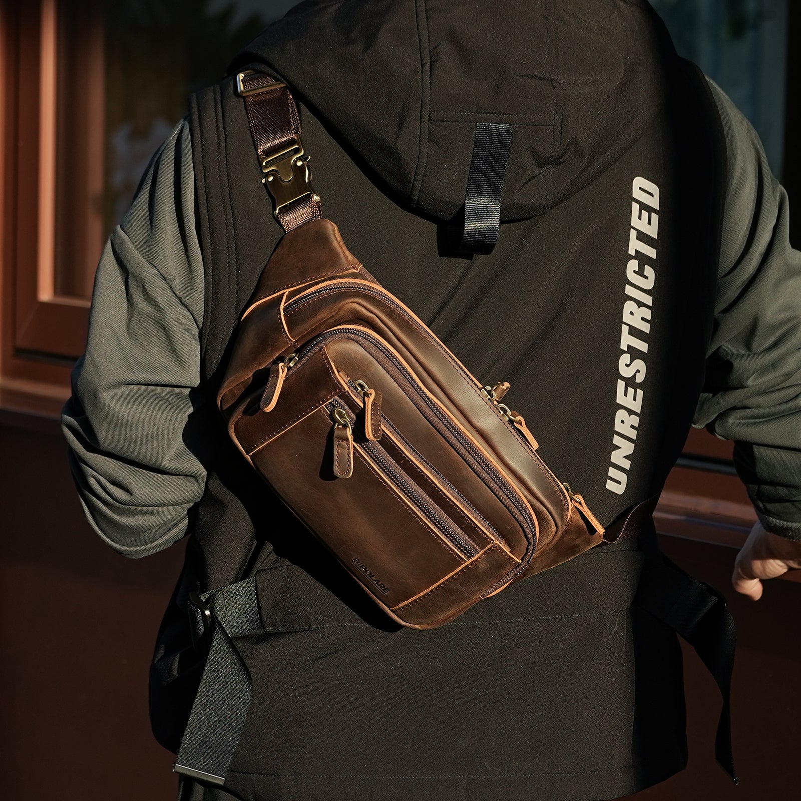 Full Grain Leather Fanny Pack/Waist Belt Bag for Men and Women (Model Display)