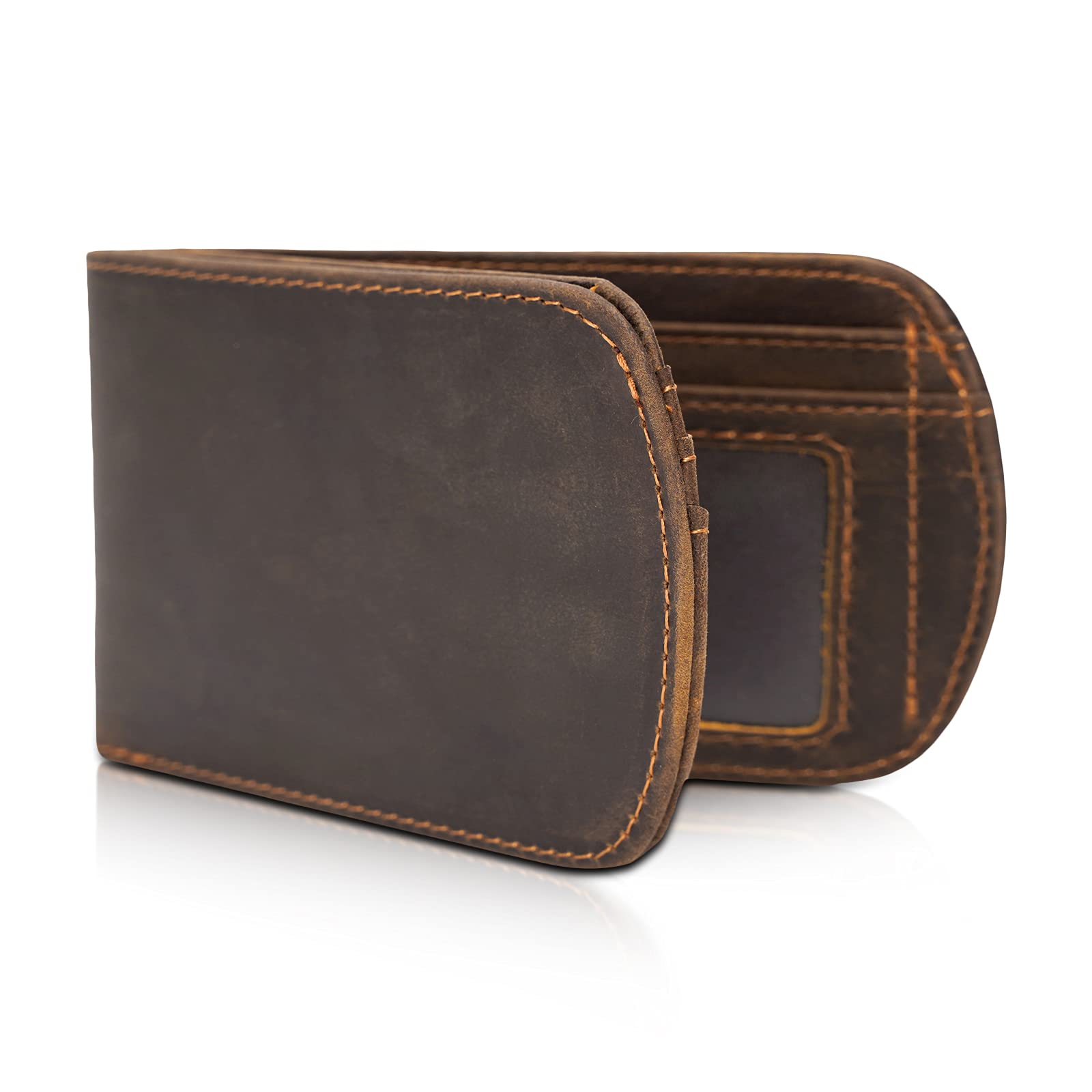 Polare Italian Real Leather RFID Blocking Bifold Wallet for Men (Dark Brown)