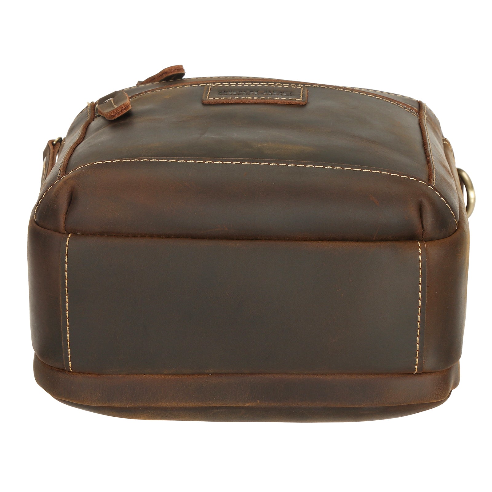 Full Grain Leather Chest Shoulder Bag Casual Business Handbag (Bottom)