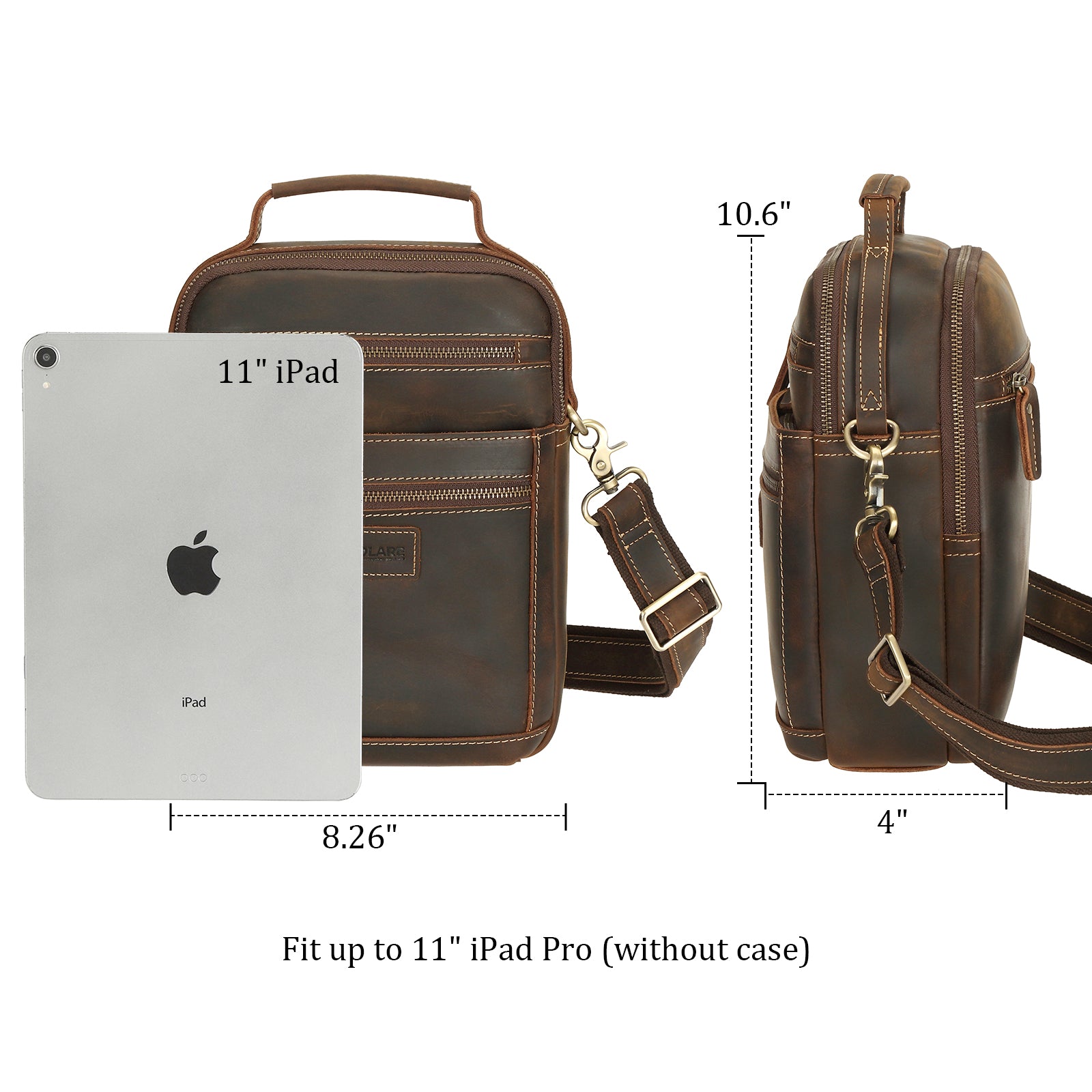 Full Grain Leather Chest Shoulder Bag Casual Business Handbag (Dimension)