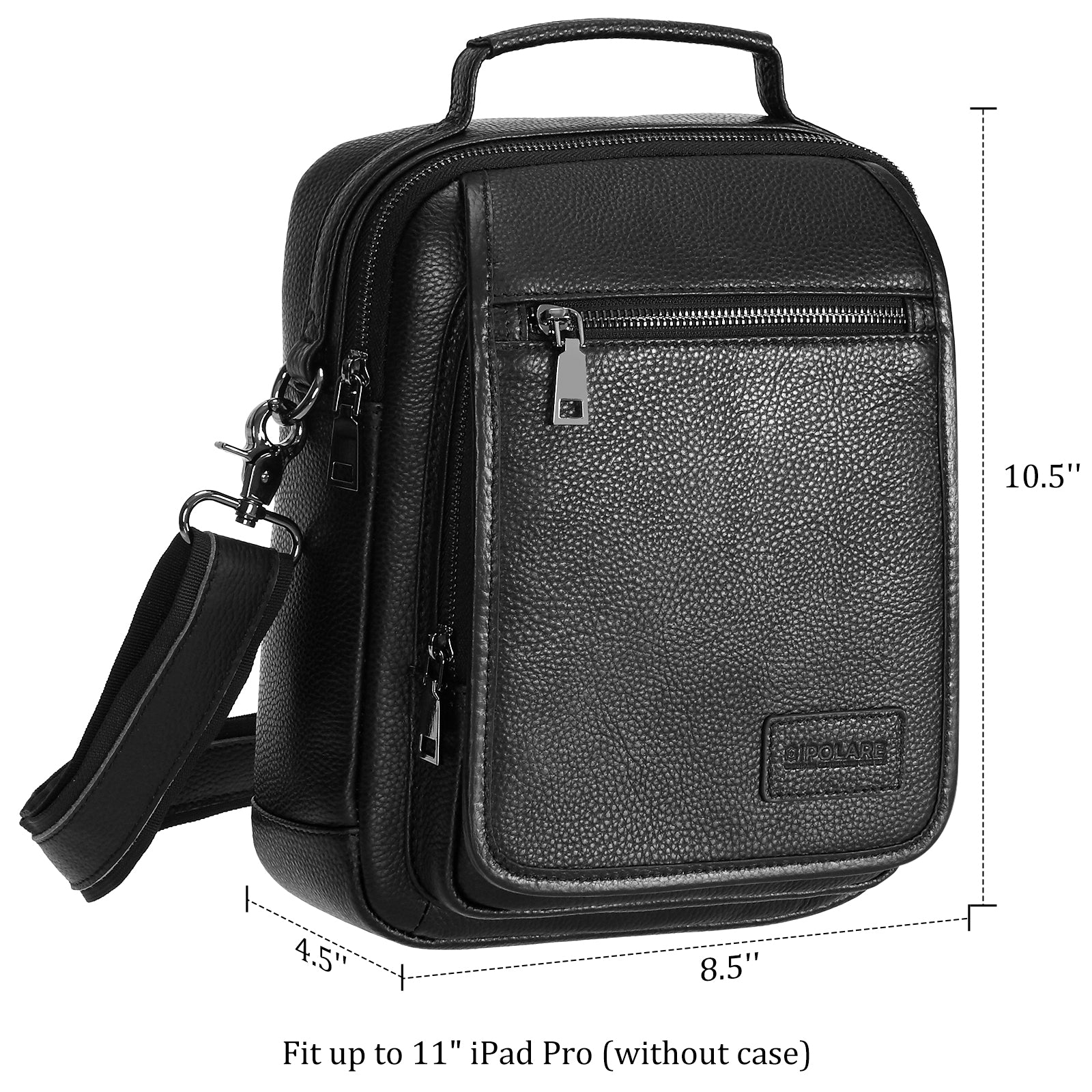 Italian Leather Messenger Bag Waterproof Travel Shoulder Bag (Dimension)