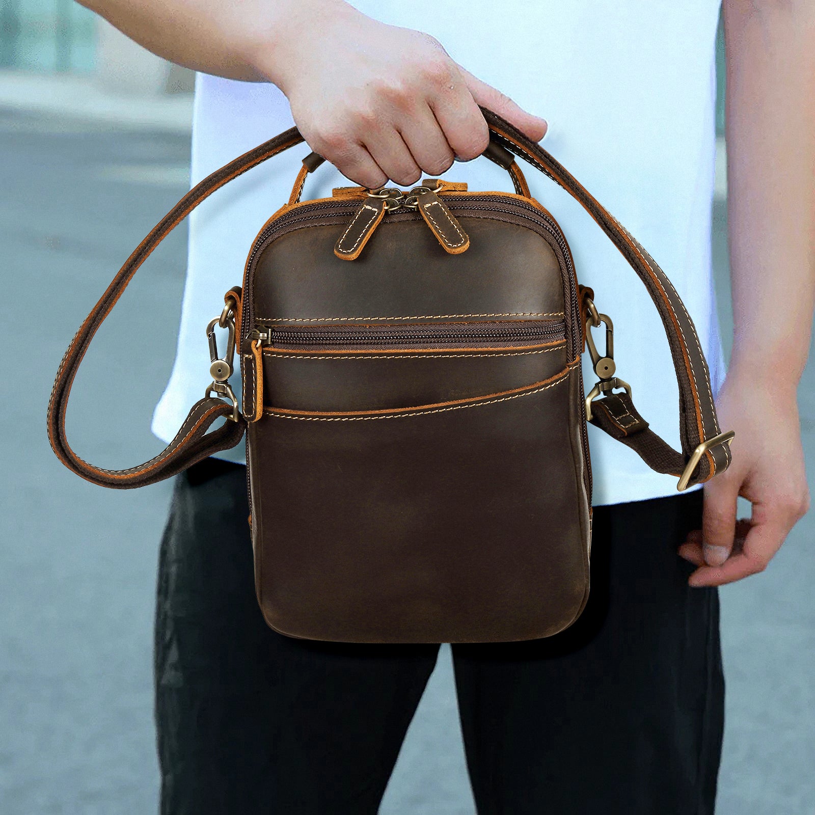 Italian Leather Carry Gun Pouch Pistol Case (Model Display)