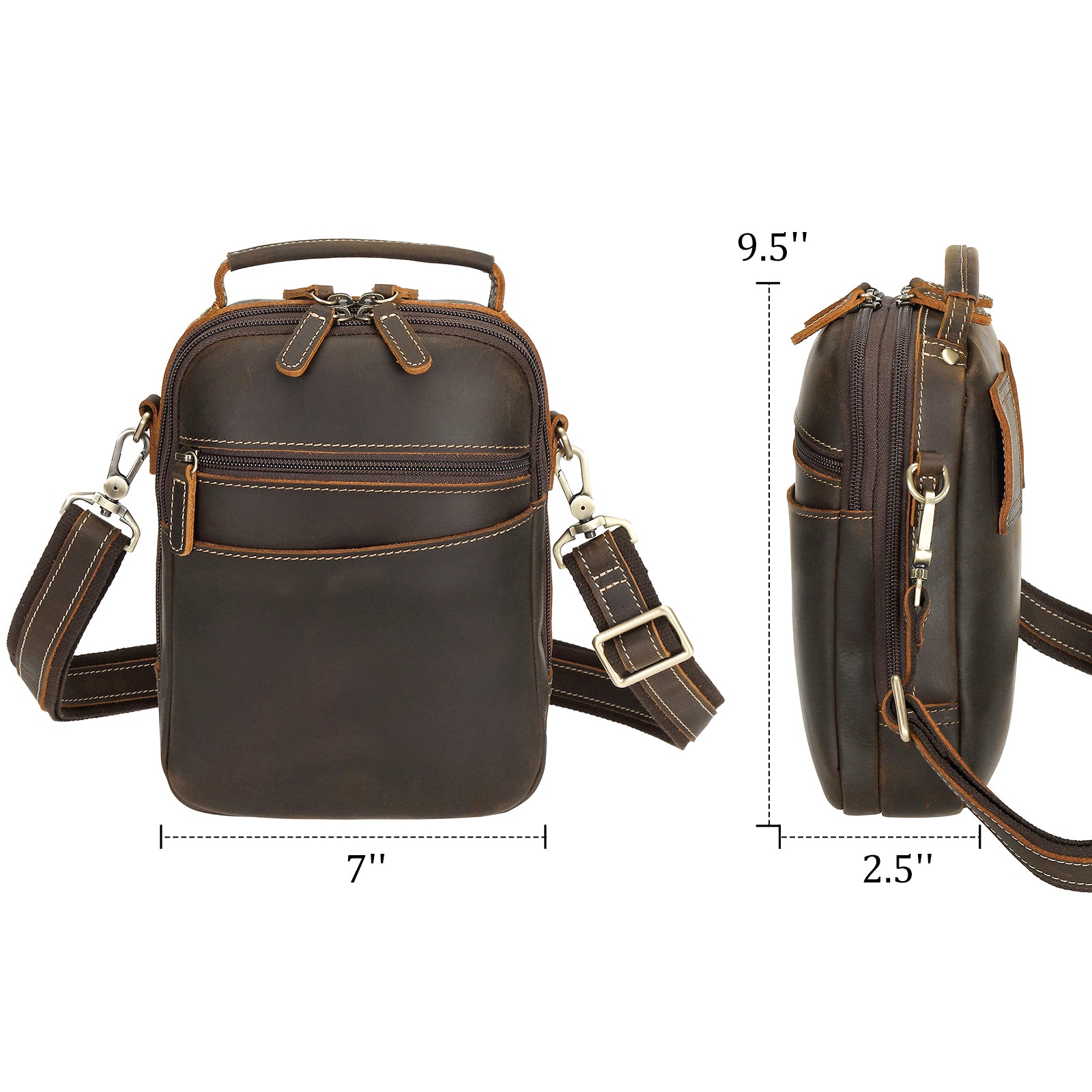 Italian Leather Carry Gun Pouch Pistol Case (Dark Brown,Dimension)
