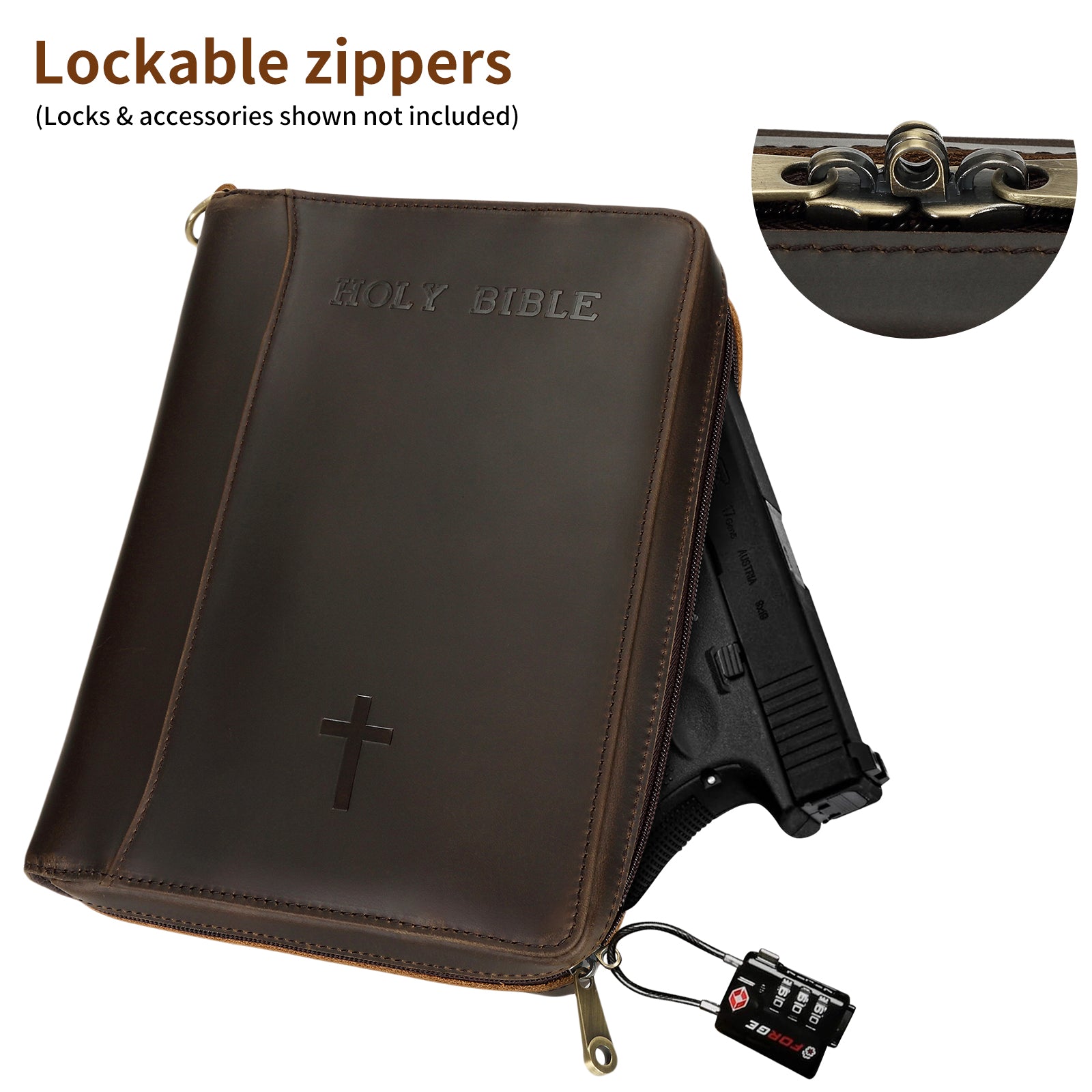 Leather Holy Bible Carry Handgun Pouch Pistol Wallet Tactical Case (Details)