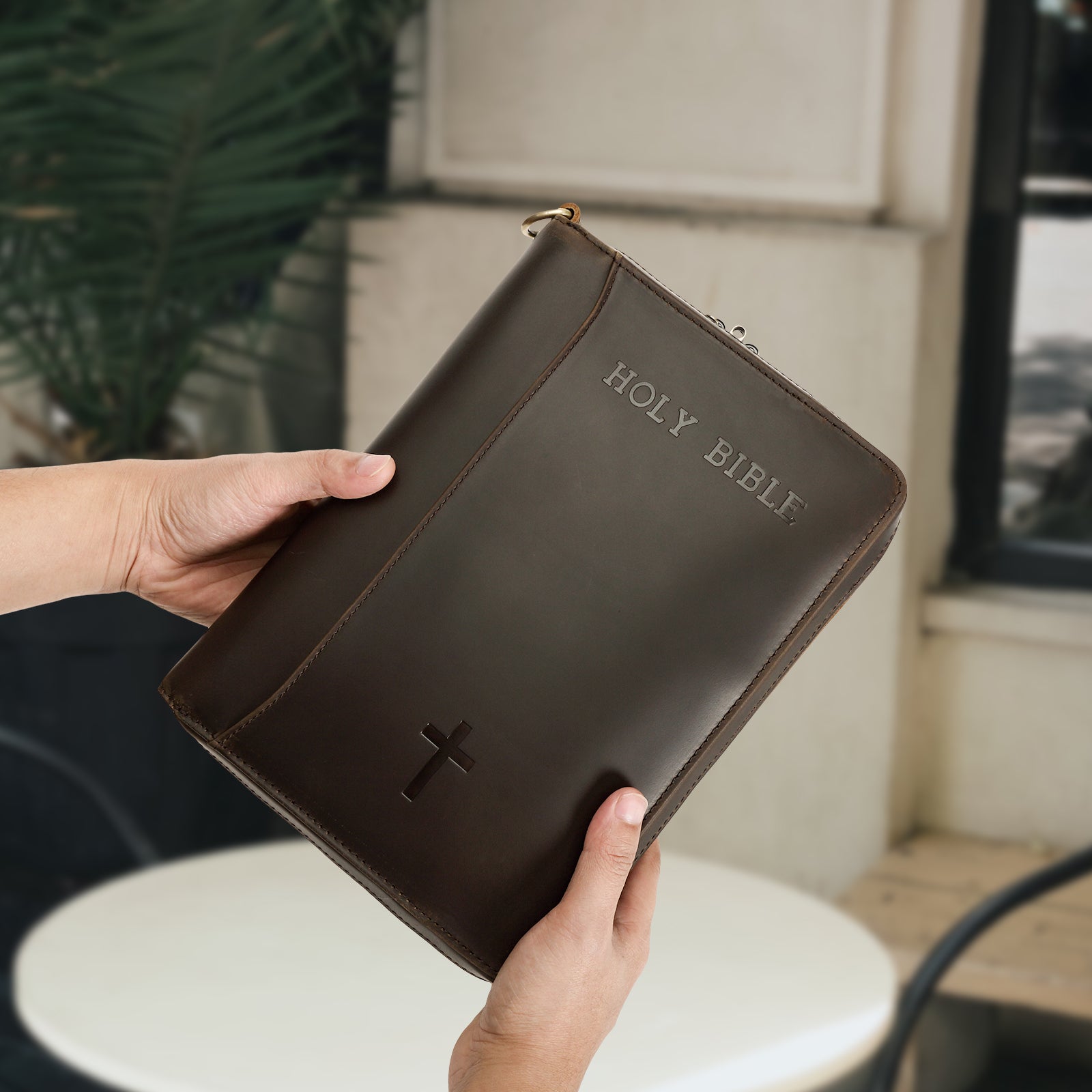 Leather Holy Bible Carry Handgun Pouch Pistol Wallet Tactical Case (Model Display)