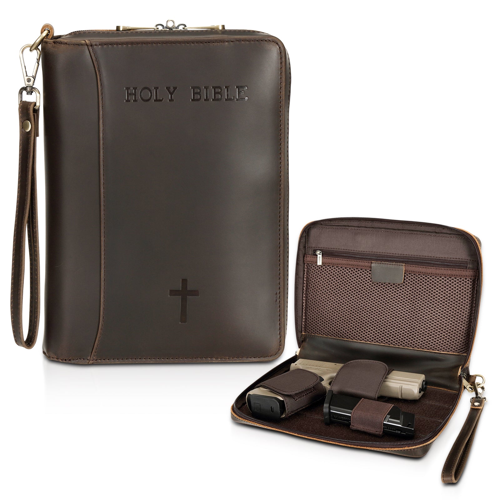 Leather Holy Bible Carry Handgun Pouch Pistol Wallet Tactical Case