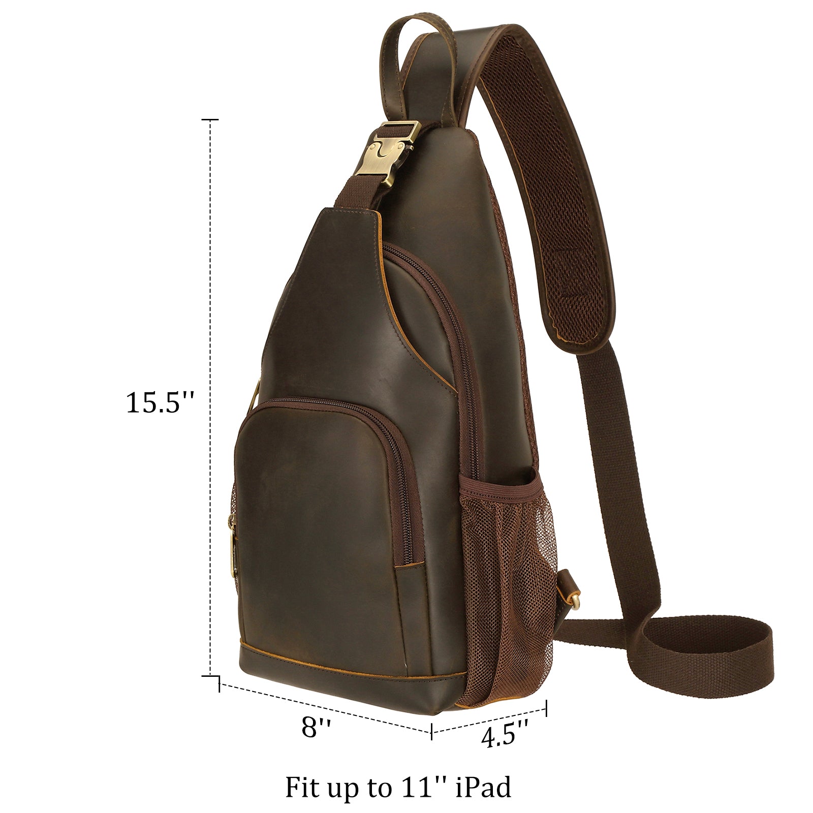 Full Grain Cowhide Anti Theft Chest Shoulder Bag (Dimension)