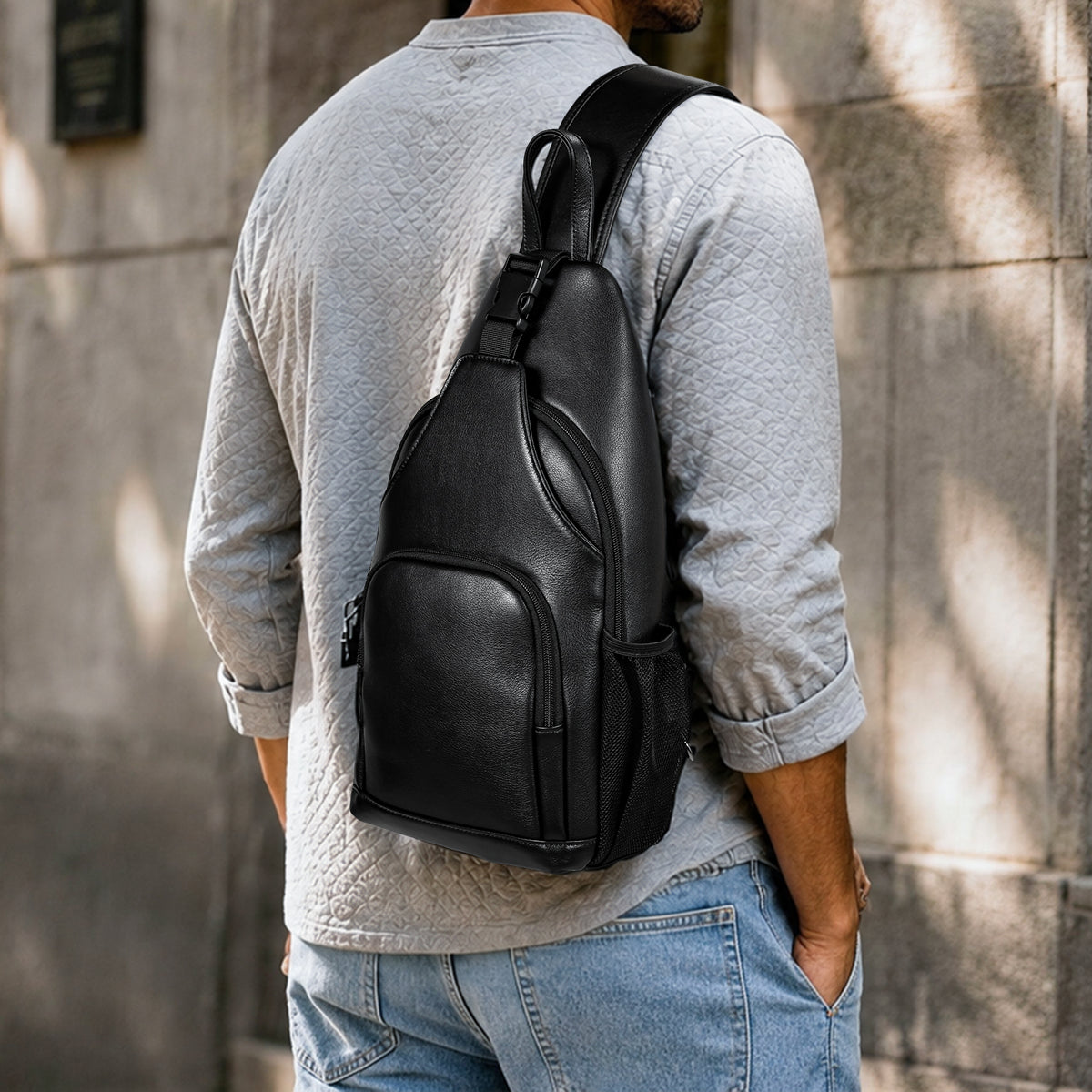 Napa Leather Chest Bag single shoulder backpack style