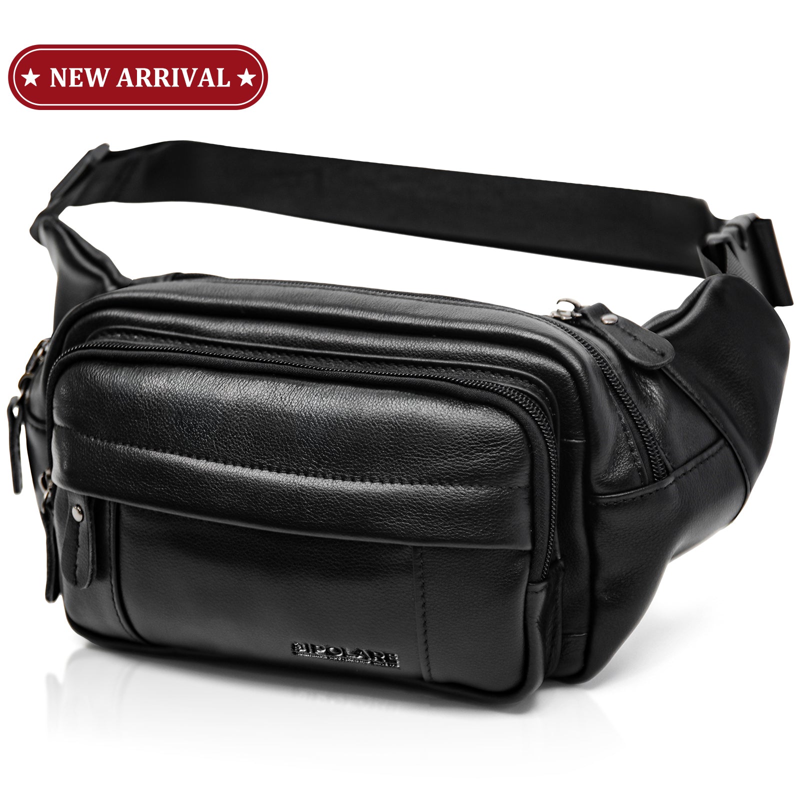 Polare Napa Leather Fanny Pack for Men large capacity waist belt bag