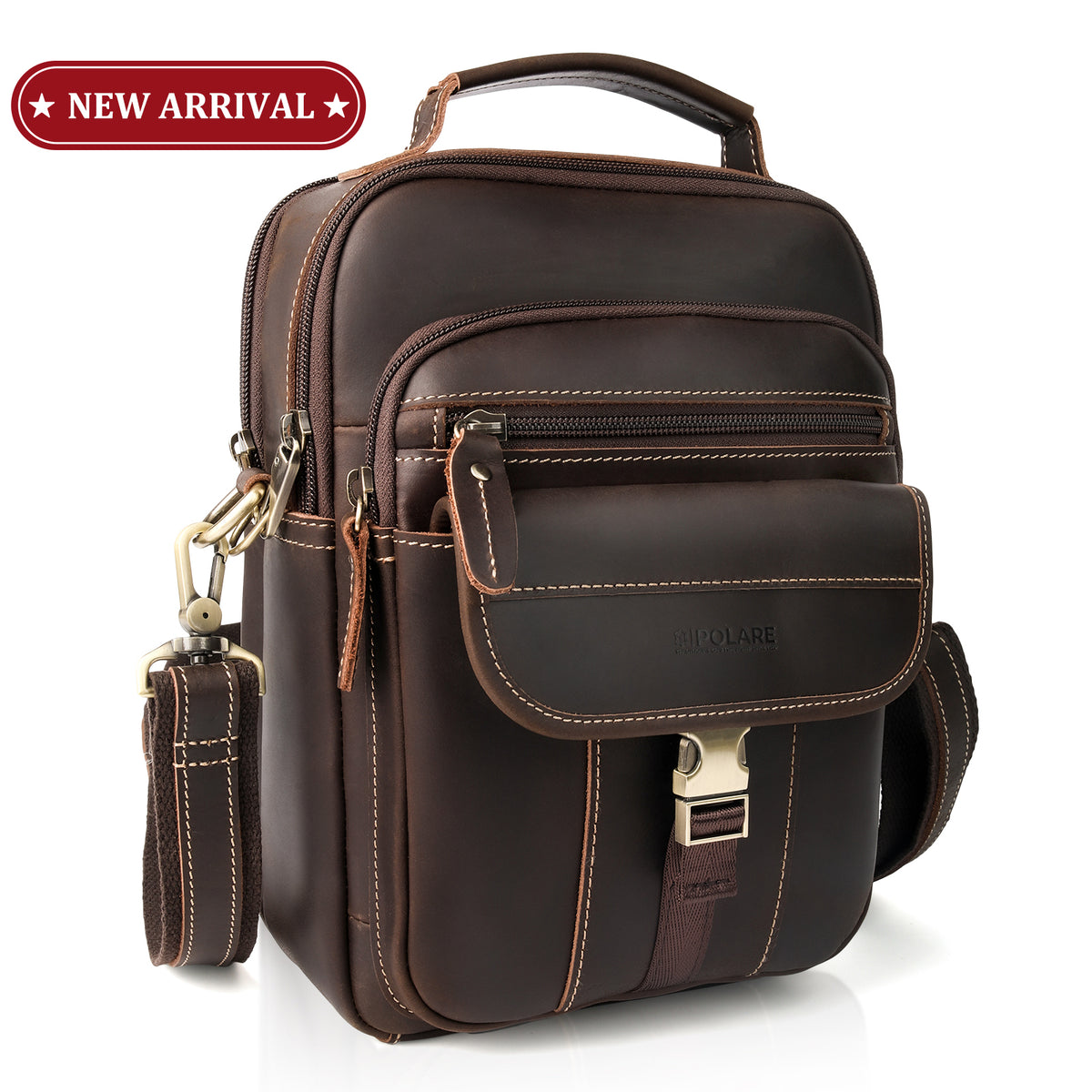 Full Grain Leather Anti-Theft Shoulder Bag for Men, vintage leather crossbody design