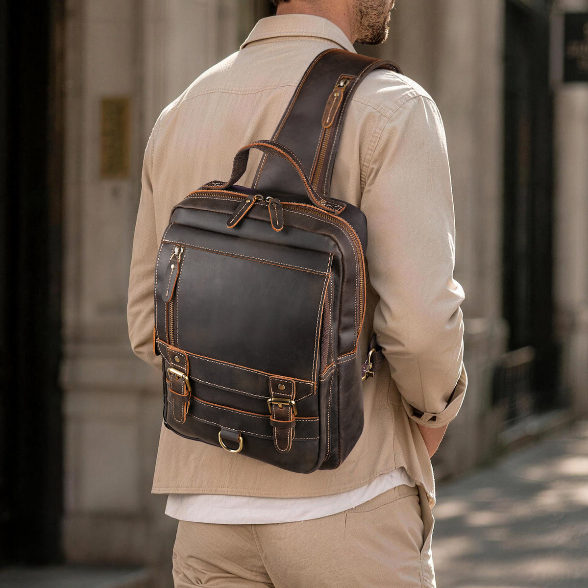 Vintage Leather Sling Bag for Men: Comfortable Crossbody Carry Style