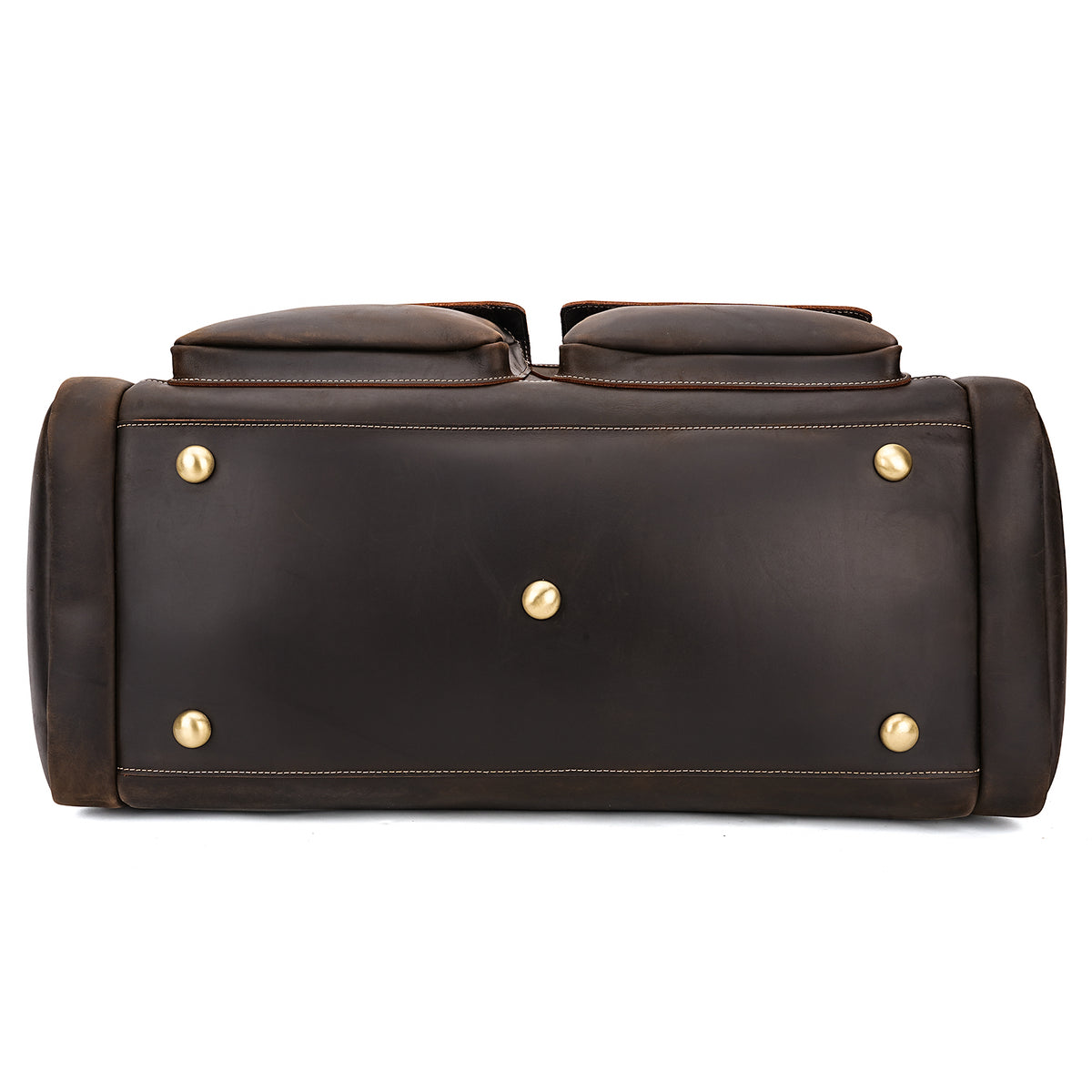 Full Grain Leather Duffel Bag for Men metal feet bottom protection
