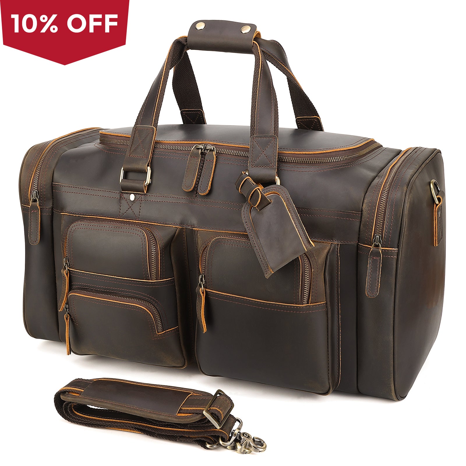 23"/26" Leather Duffel Weekender Travel Bag For Men