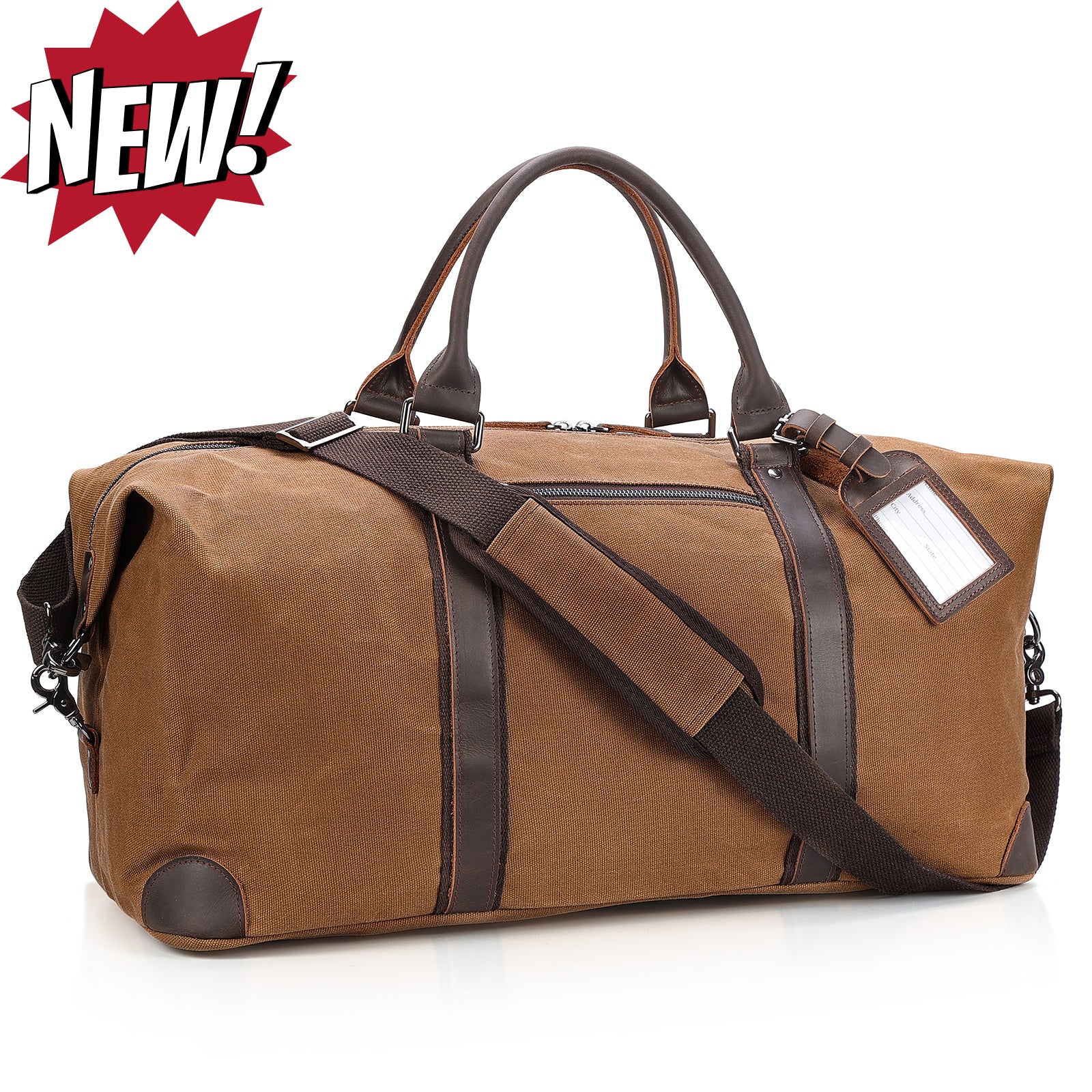 Polare 22” Waxed Canvas Cowhide Leather Travel Duffel Bag