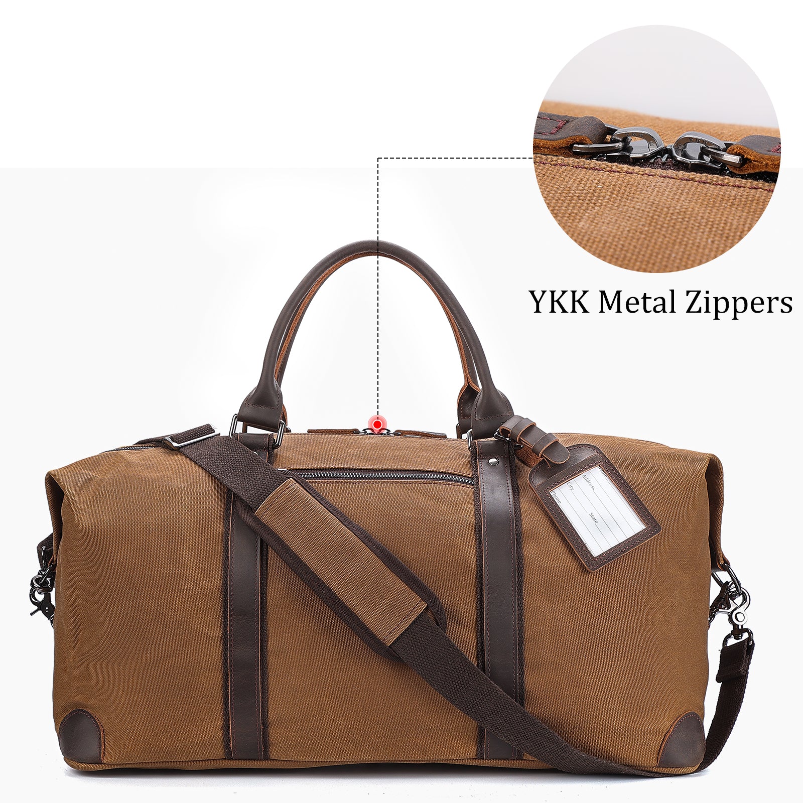 Polare 22” Waxed Canvas Cowhide Leather Travel Duffel Bag(Front)