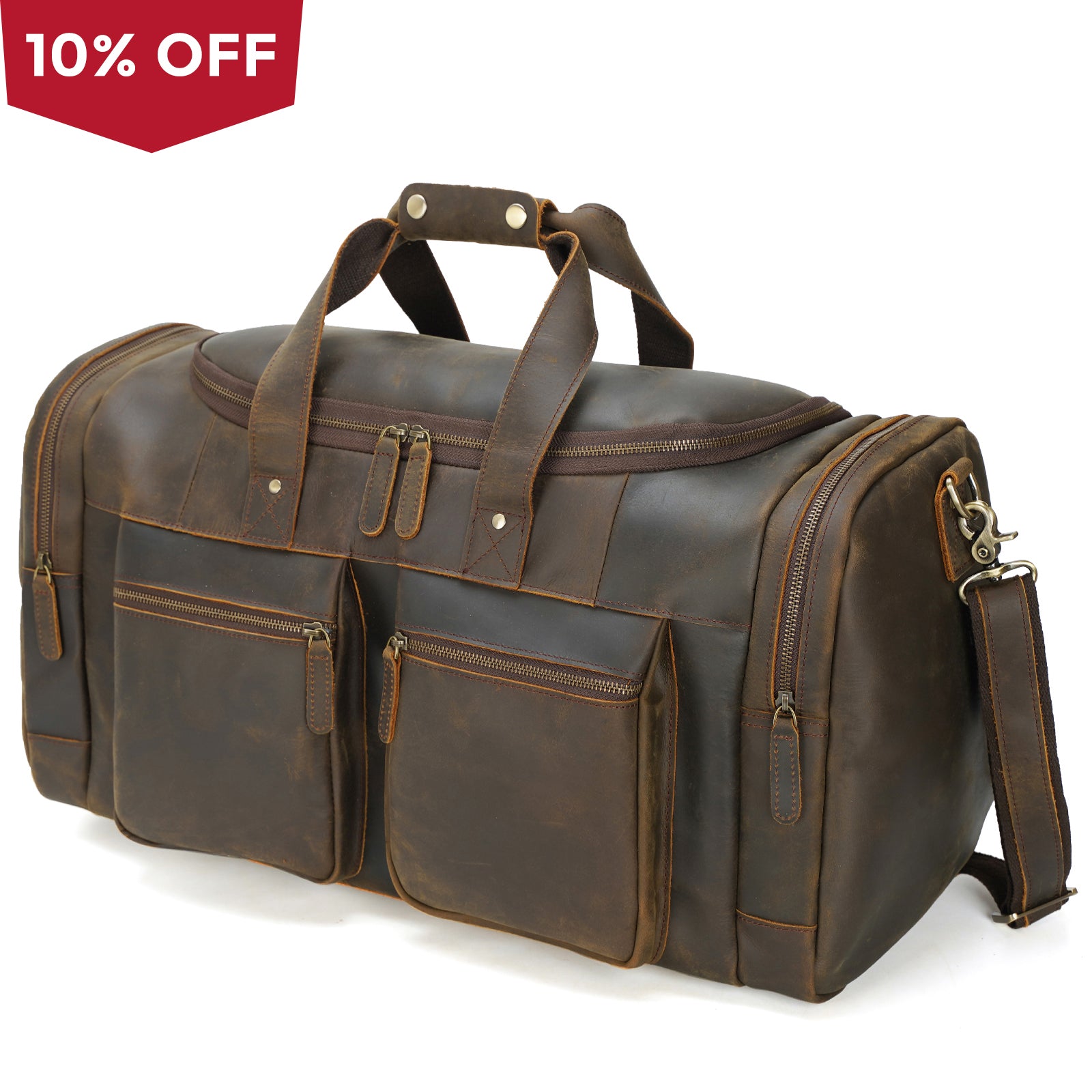 Polare 23" Full Grain Cowhide Leather Travel Duffle Bag