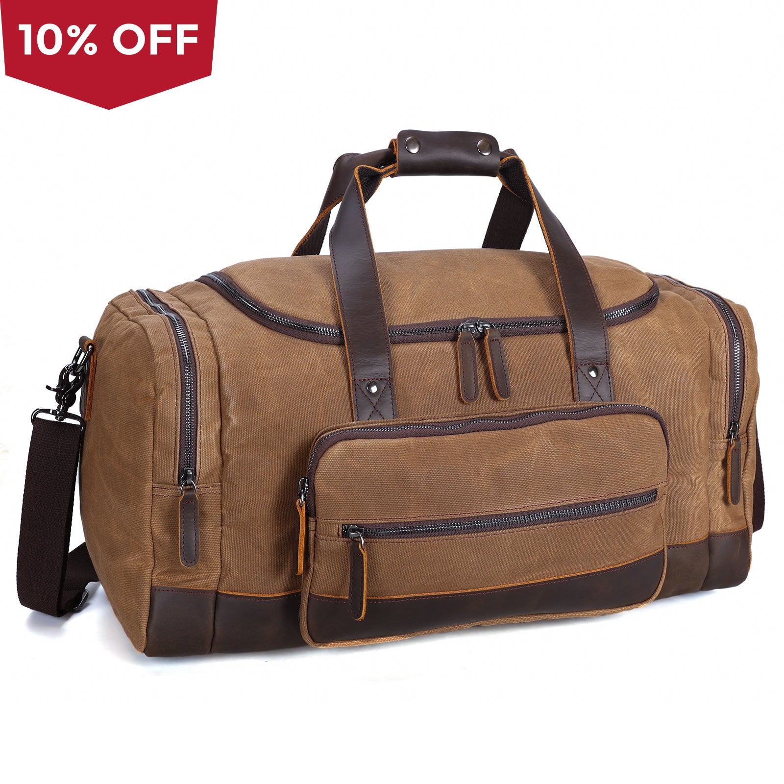 23" Travel Waxed Canvas Cowhide Leather 42L Trim Duffel Bag