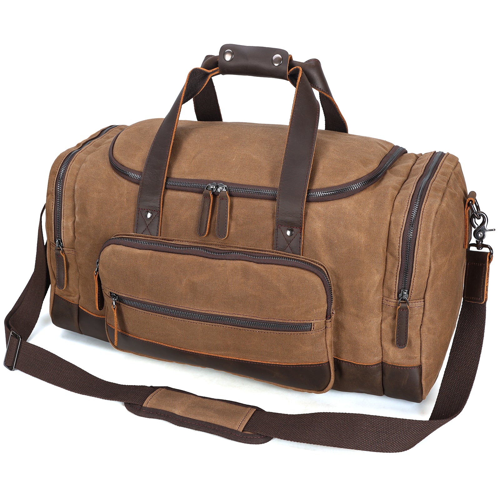 23" Travel Waxed Canvas Cowhide Leather 42L Trim Duffel Bag