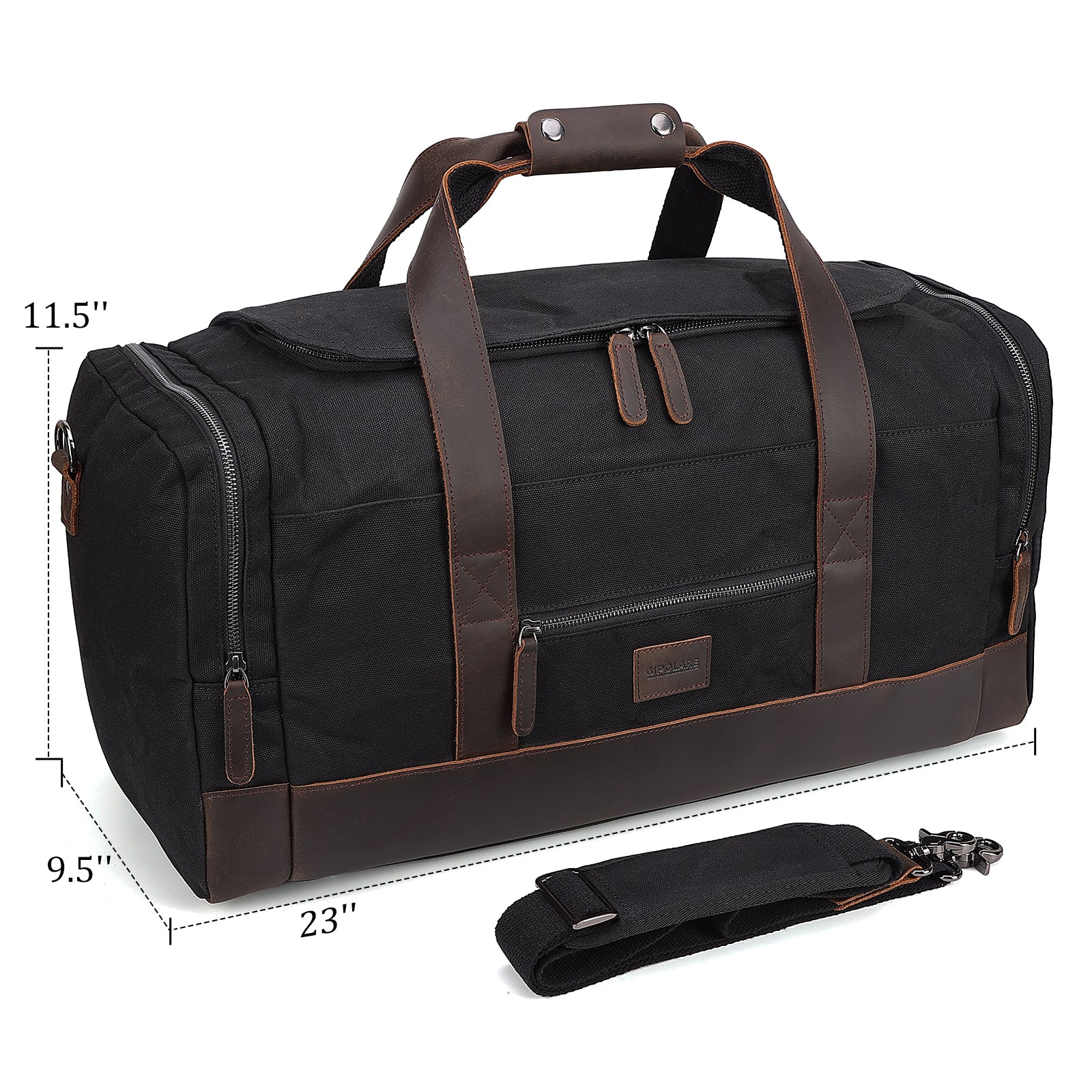 23" Canvas Leather Bag 42L Waterproof Travel Carry on Duffel Bag (Dimension)