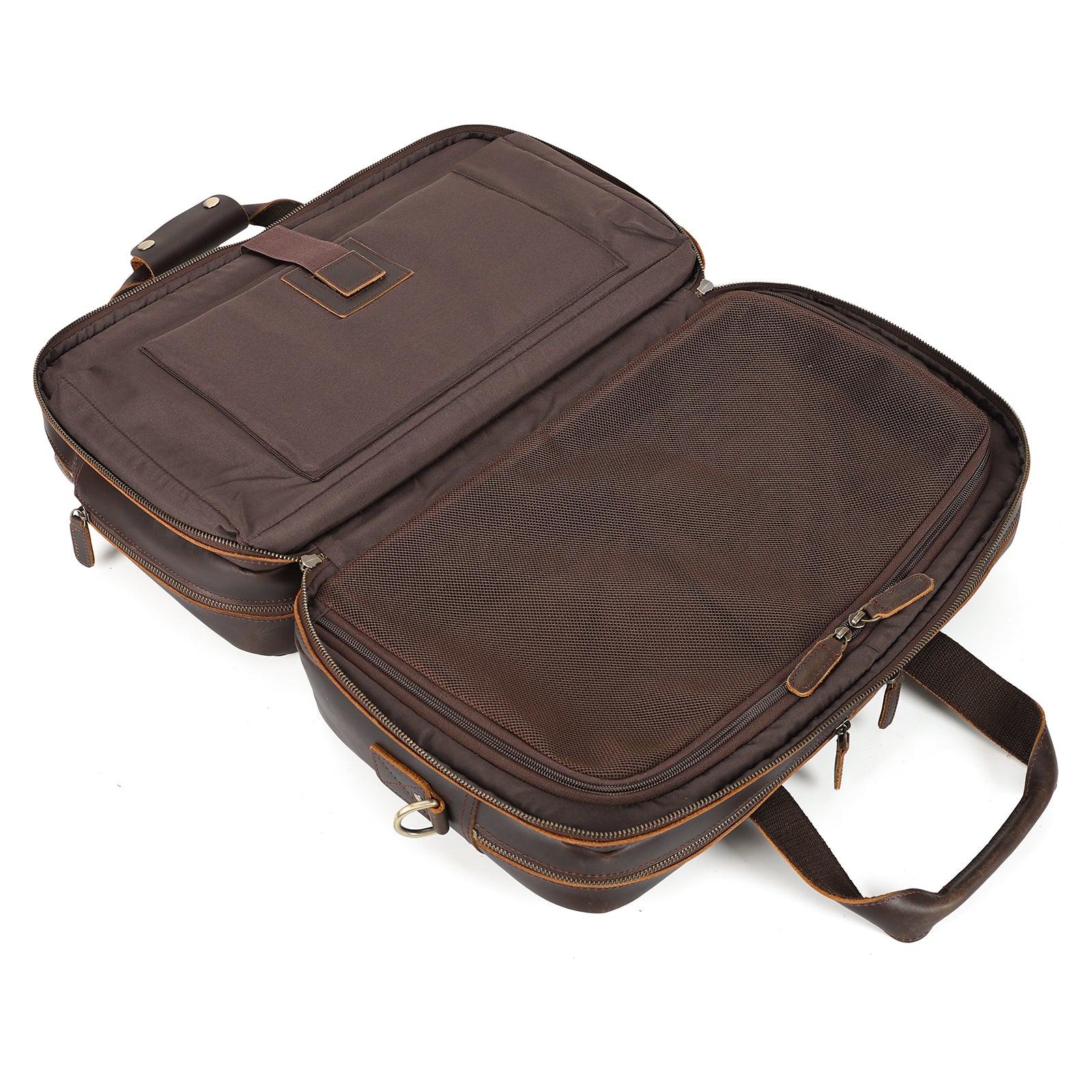 18.5" Full Grain Leather Duffel Bag Airline Approved Item Luggage Suitcase (Inside)