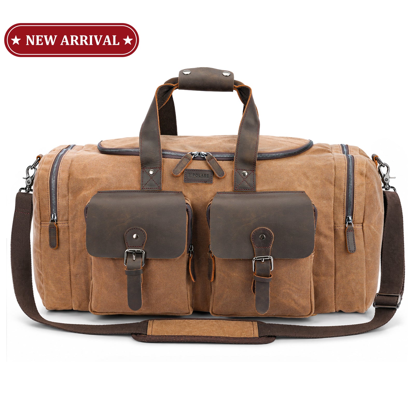 23" Waxed Canvas Leather Duffel Bag for Men (waxed canvas weekender bag)