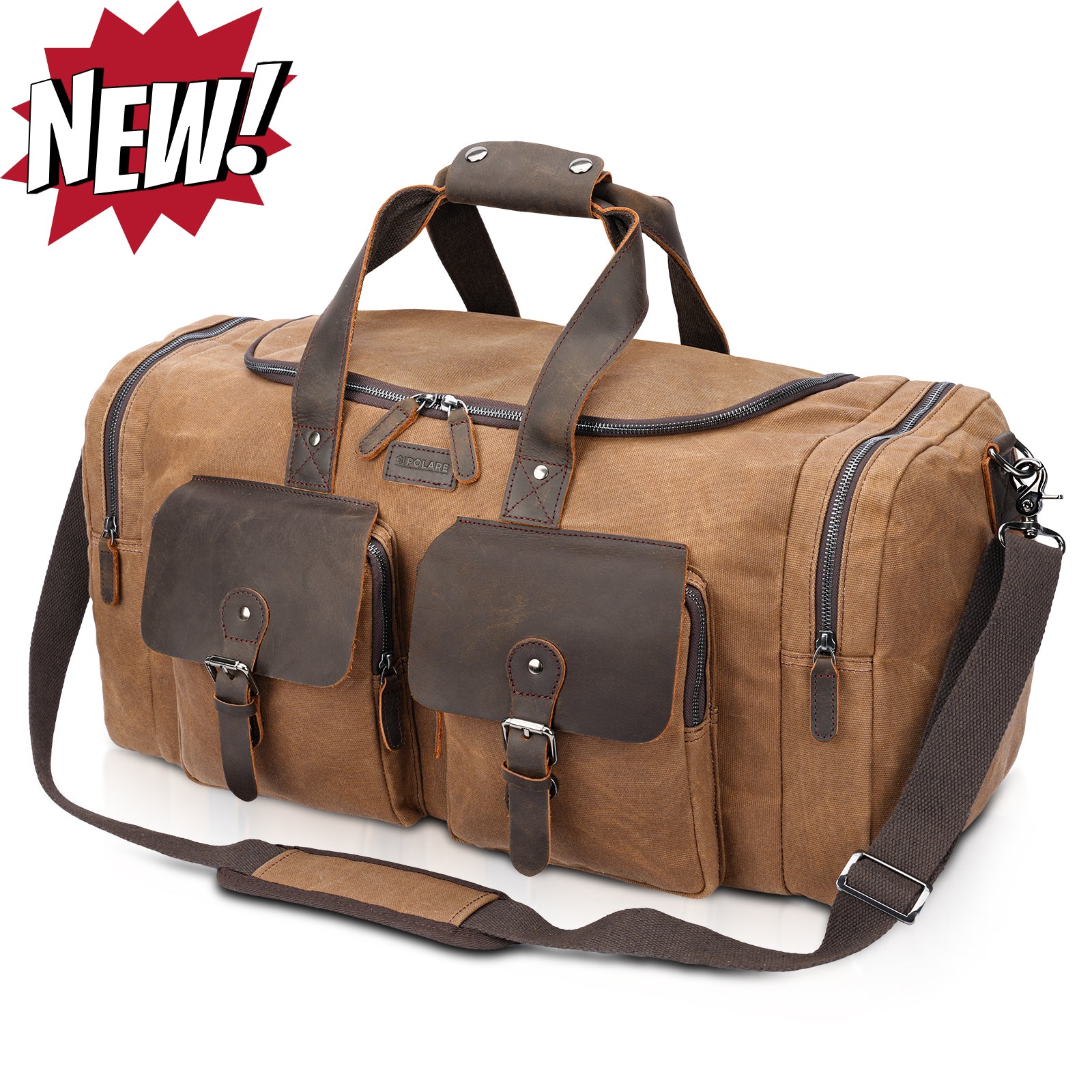 23" Waxed Canvas Leather Duffel Bag for Men (waxed canvas weekender bag)