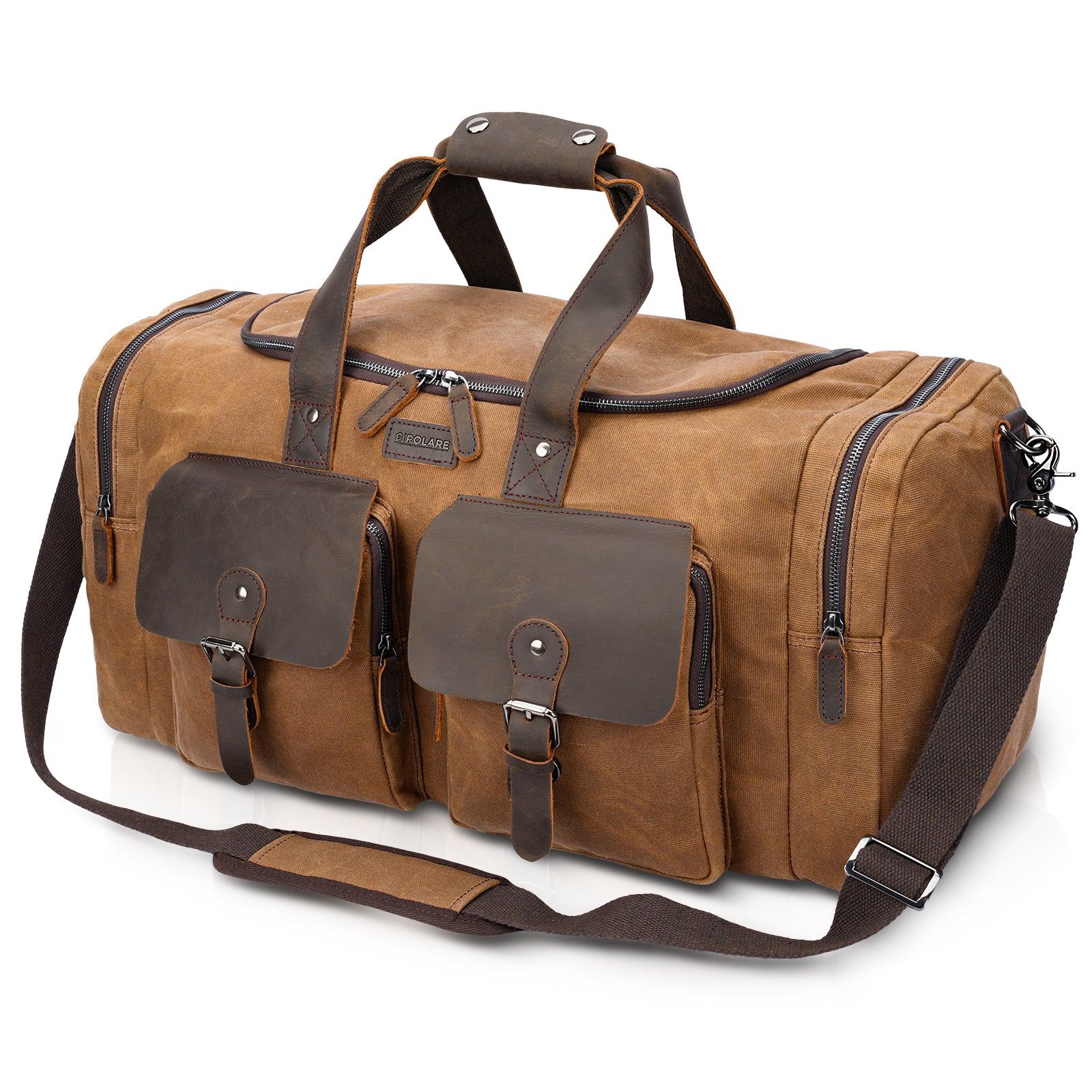 23" Waxed Canvas Leather Duffel Bag for Men (waxed canvas weekender bag)