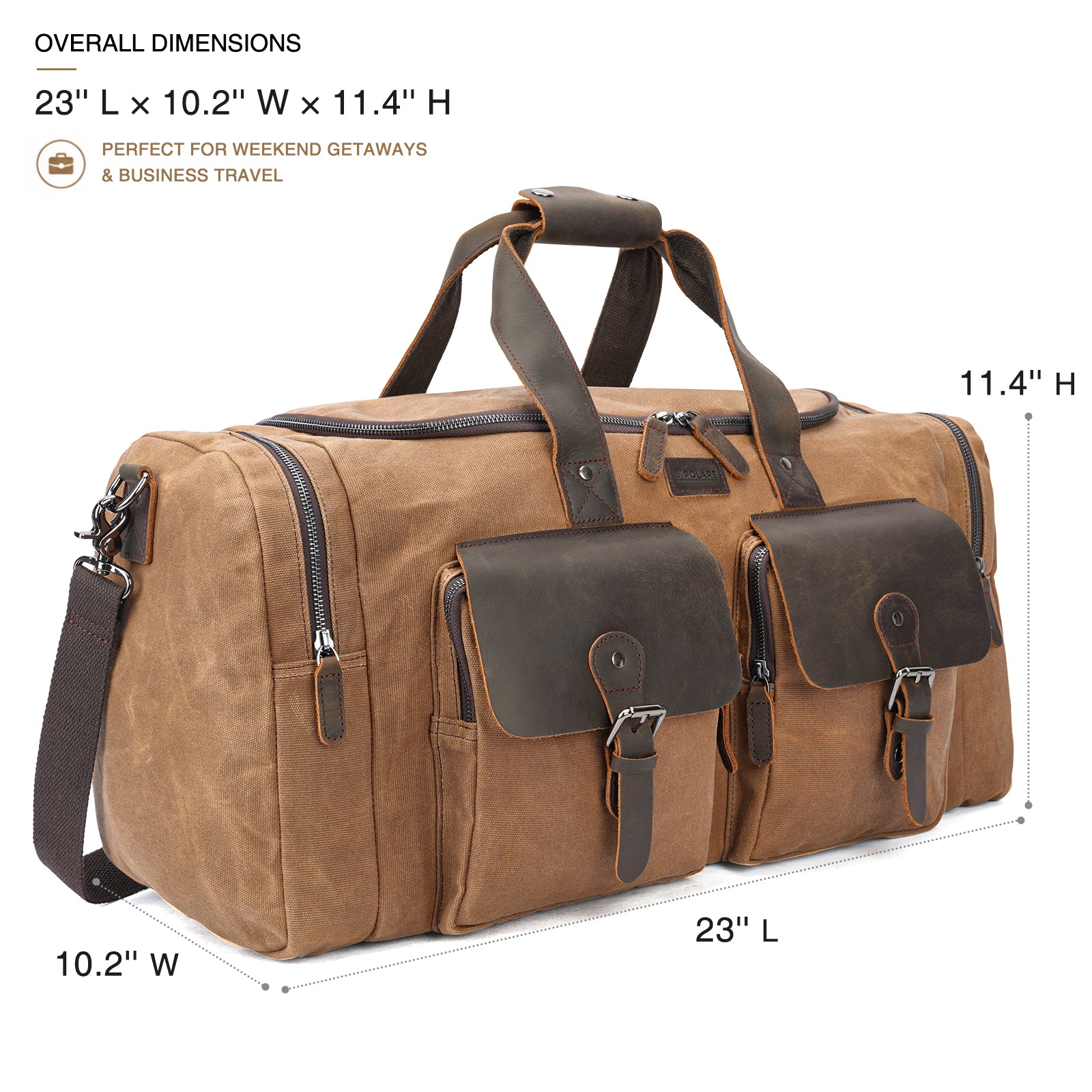 23" Waxed Canvas Leather Duffel Bag for Men (waxed canvas gym bag)