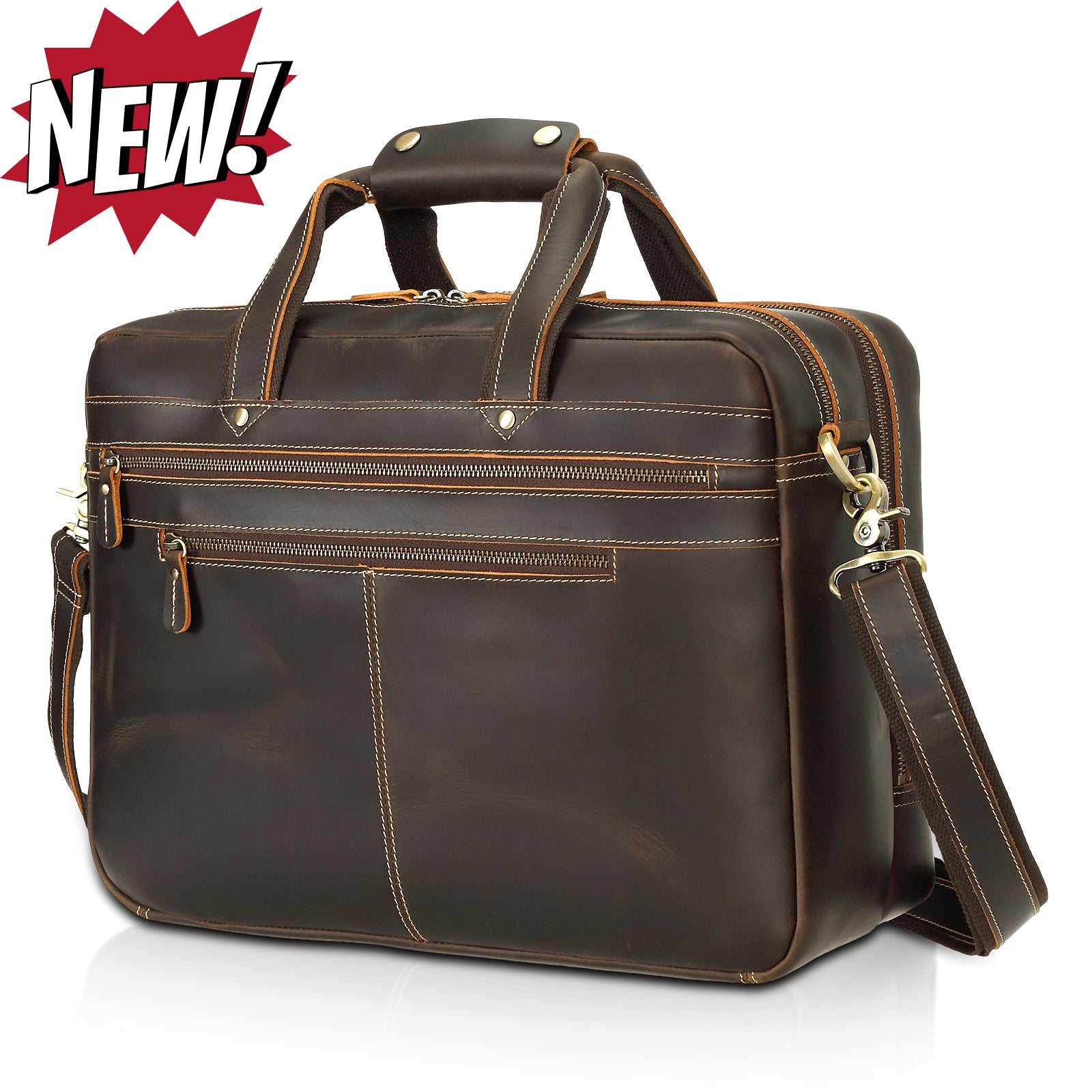 17'' Computer Briefcase Work Bag Business Case For Men (Dark Brown)