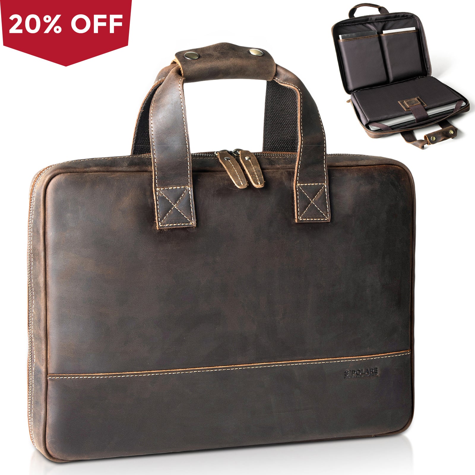 Polare Full Grain Leather Laptop Sleeve Protective Cover Case
