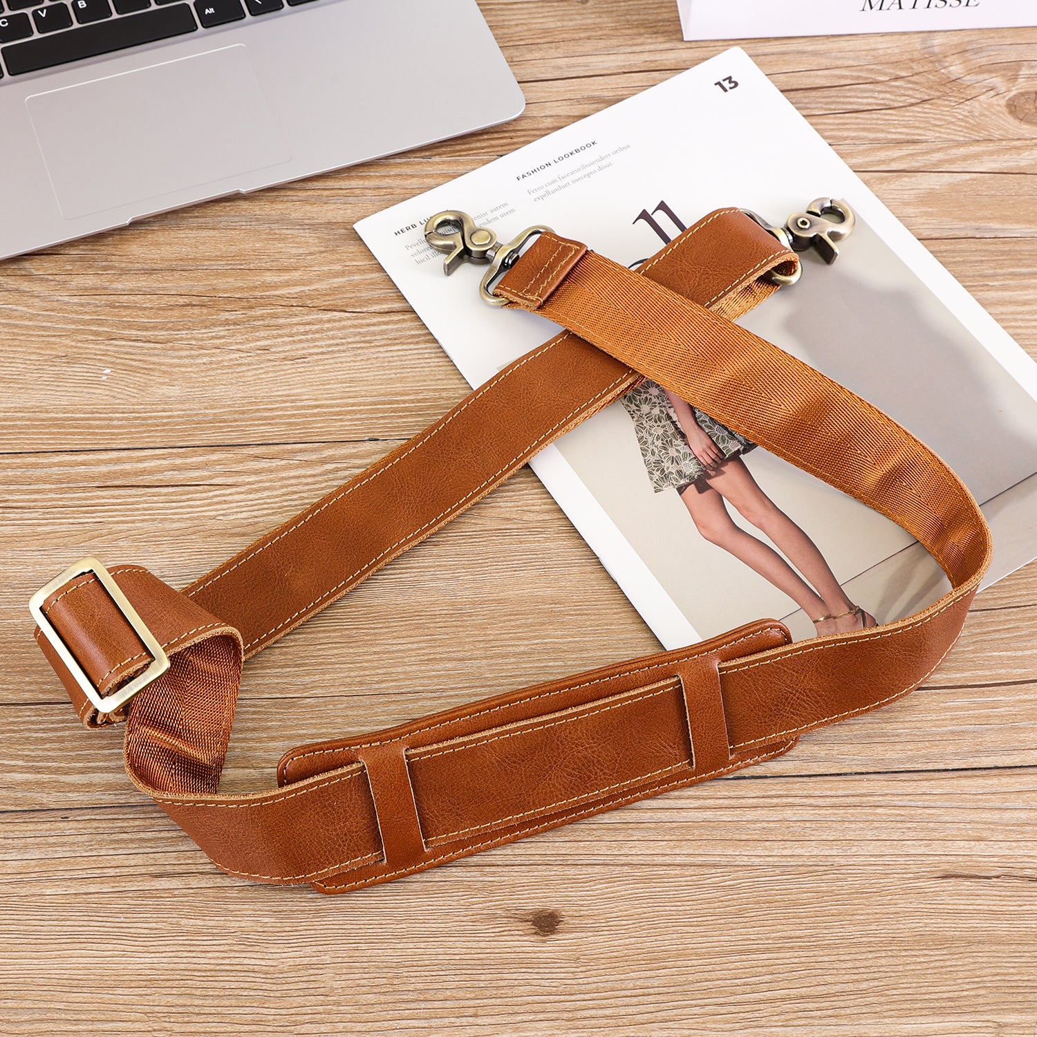 Full Grain Leather Adjustable Replacement Shoulder Strap (Brown)