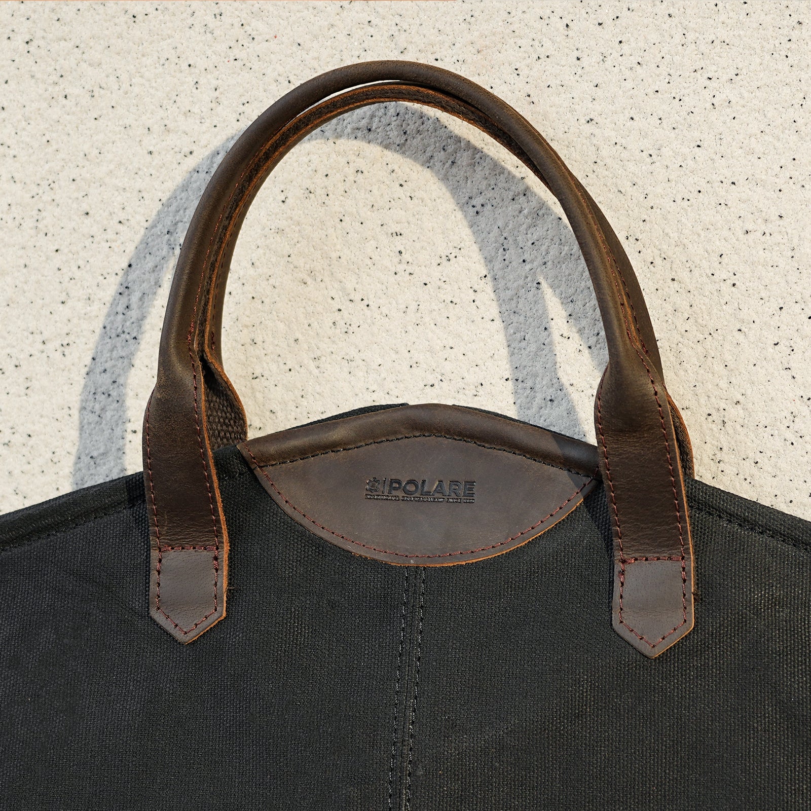 Waxed Canvas Full Grain Leather Trim Garment Bag for Travel (Black,Details)