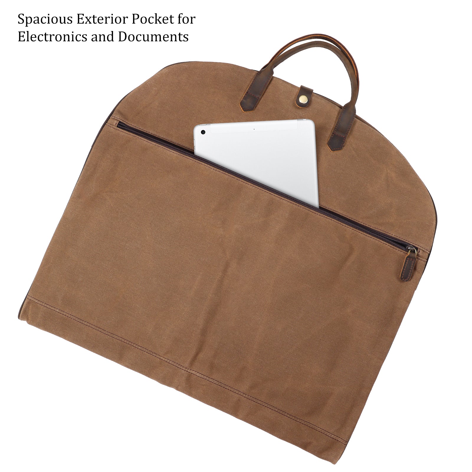 Full Grain Leather Trim Waxed Canvas Carry On Garment Bag