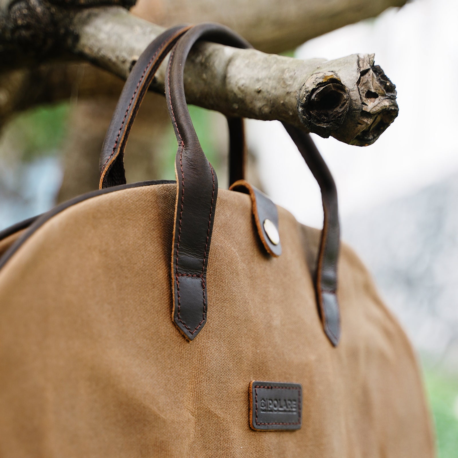 Full Grain Leather Trim Waxed Canvas Carry On Garment Bag (suit travel bag)