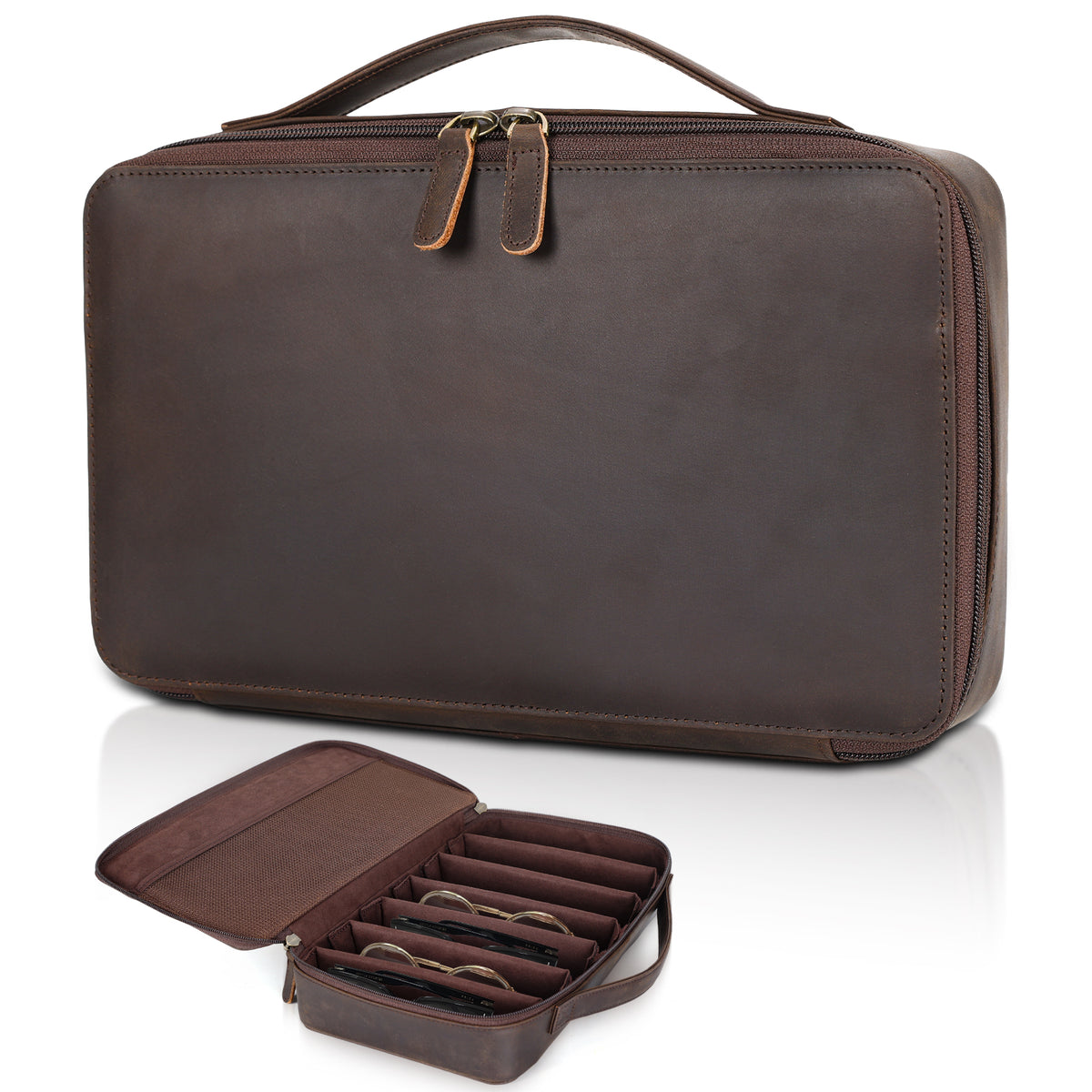 Polare Full Grain Leather Travel Sunglasses Organizer Case 