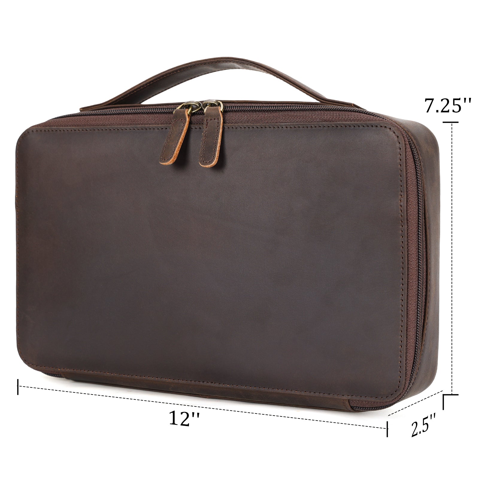 Leather Glasses Organizer Case with Adjustable 7 Slots (Dimension)