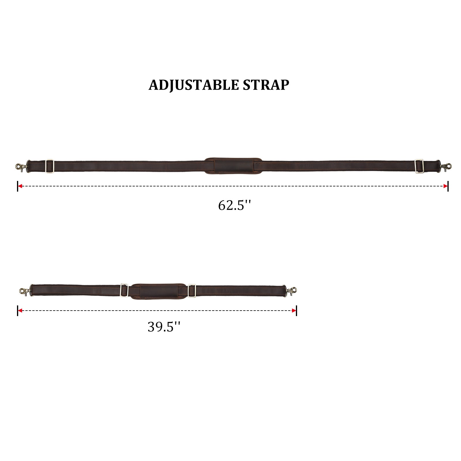 Leather Adjustable Replacement Shoulder Strap with Dual Buckles (Dimension)