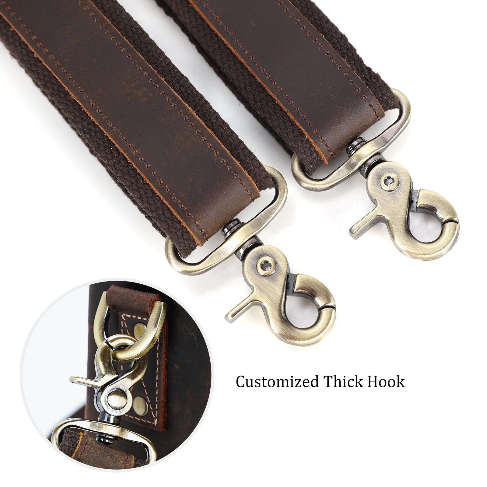 Leather Adjustable Replacement Shoulder Strap with Dual Buckles (Customized Thick Buckle)