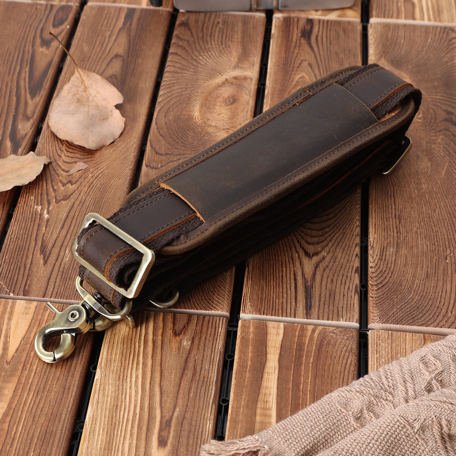 Leather Adjustable Replacement Shoulder Strap with Dual Buckles (Scenario Shows)