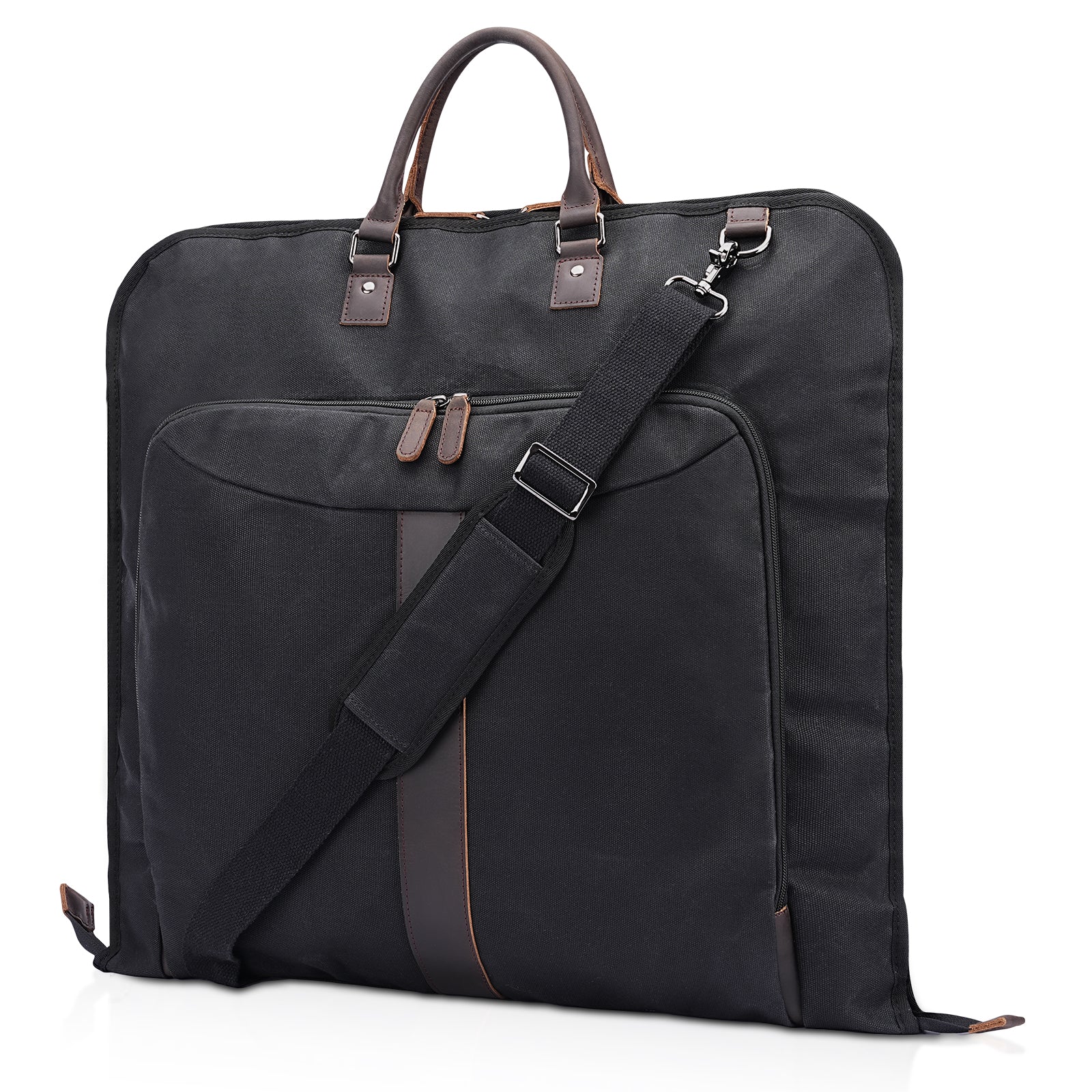 Waxed Canvas Full Grain Leather Trim Garment Carry On Bag (garment bag for men travel)