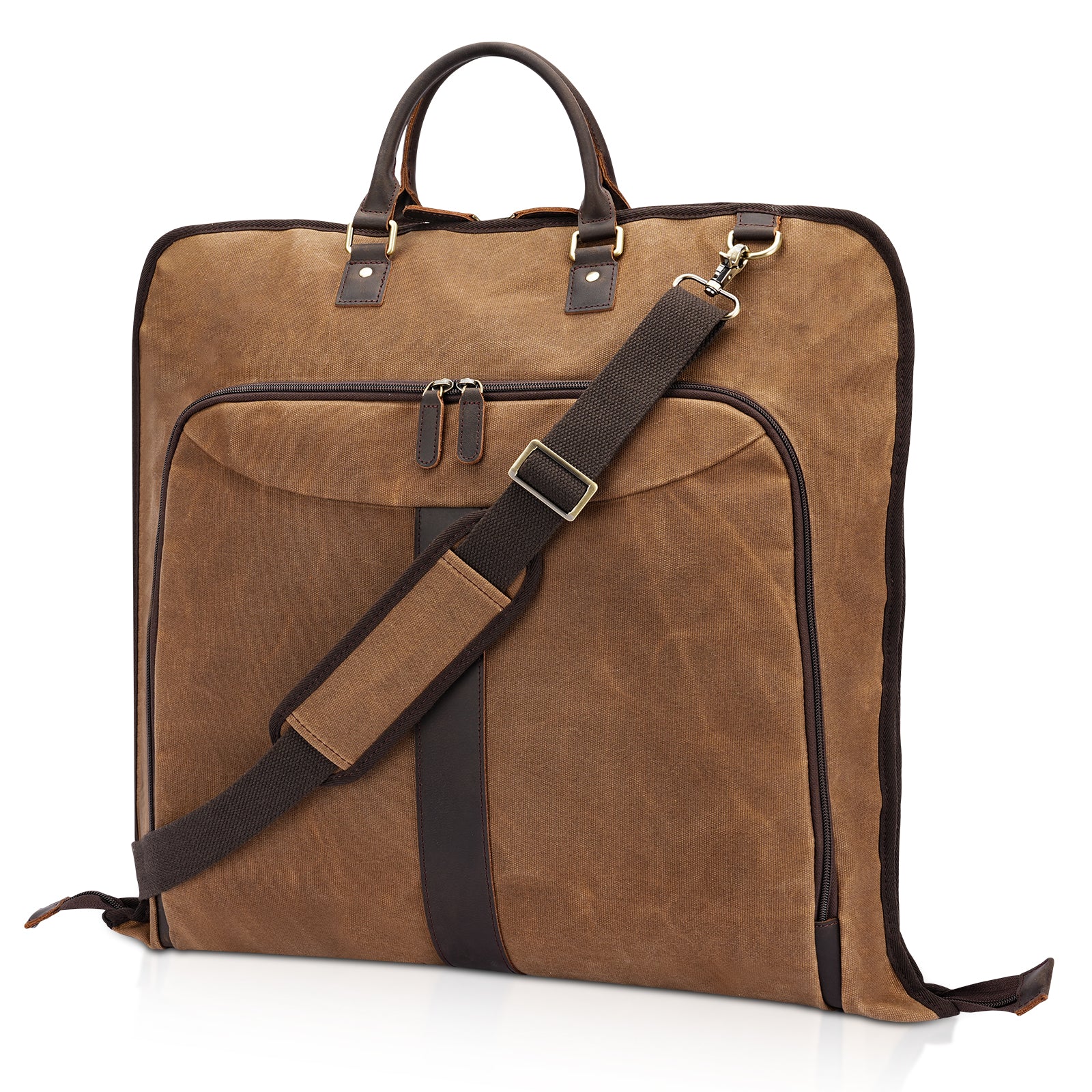 Waxed Canvas Full Grain Leather Trim Garment Carry On Bag (full grain leather and waxed canvas garment bag)