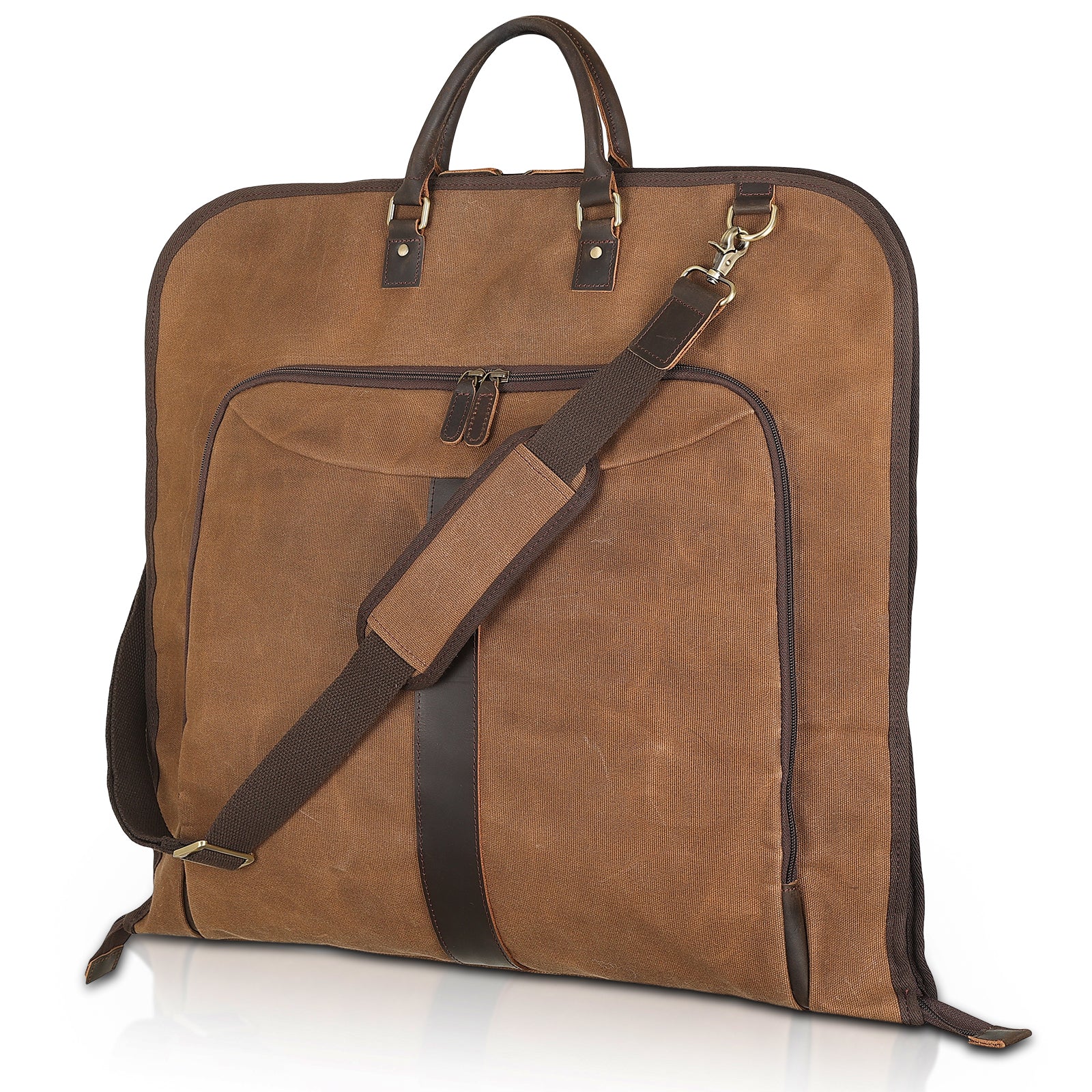 Waxed Canvas Full Grain Leather Trim Garment Carry On Bag