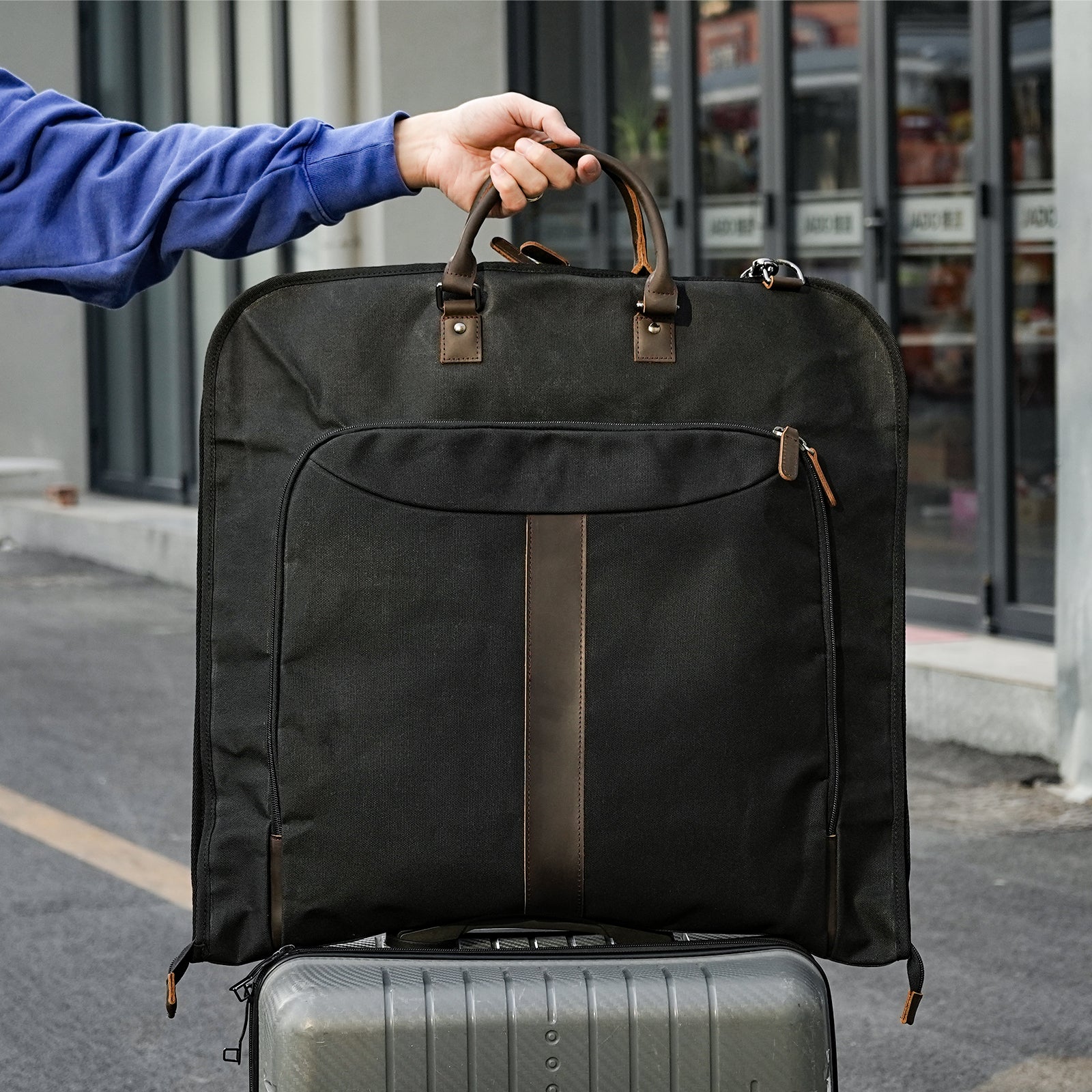 Waxed Canvas Full Grain Leather Trim Garment Carry On Bag (Waxed Canvas Garment Bag)